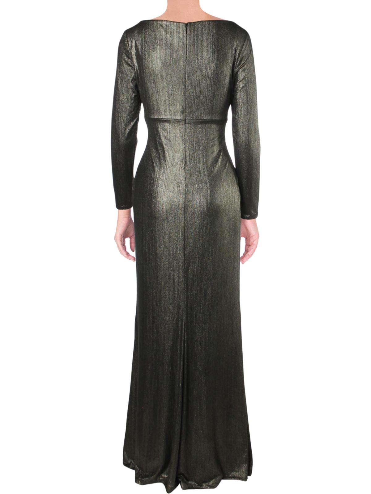 Lauren Ralph Lauren Womens Blakely Metallic Cowl Evening Dress