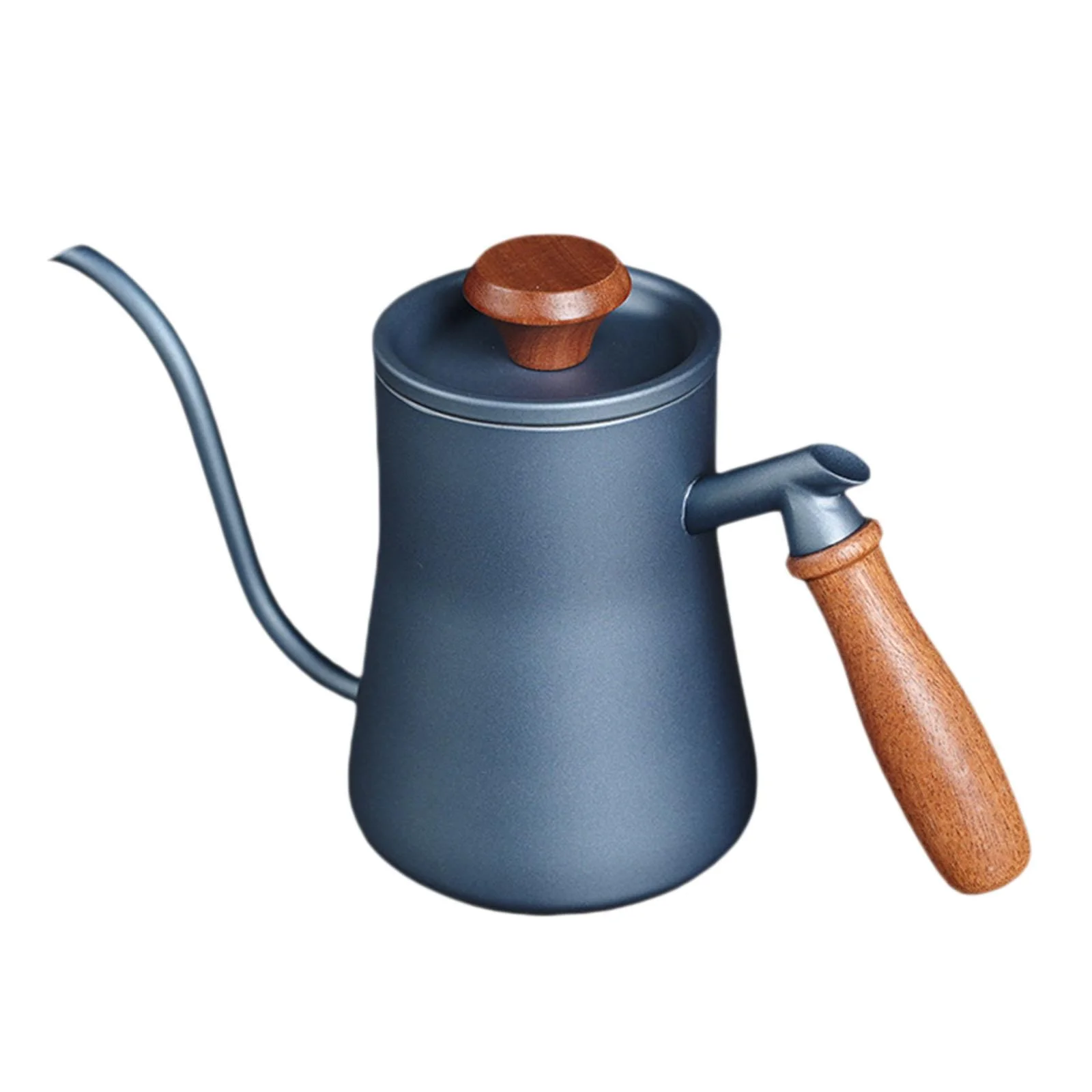 550ml Drip Kettle Wooden Handle Gooseneck Kettle Outdoor Stovetop Blue