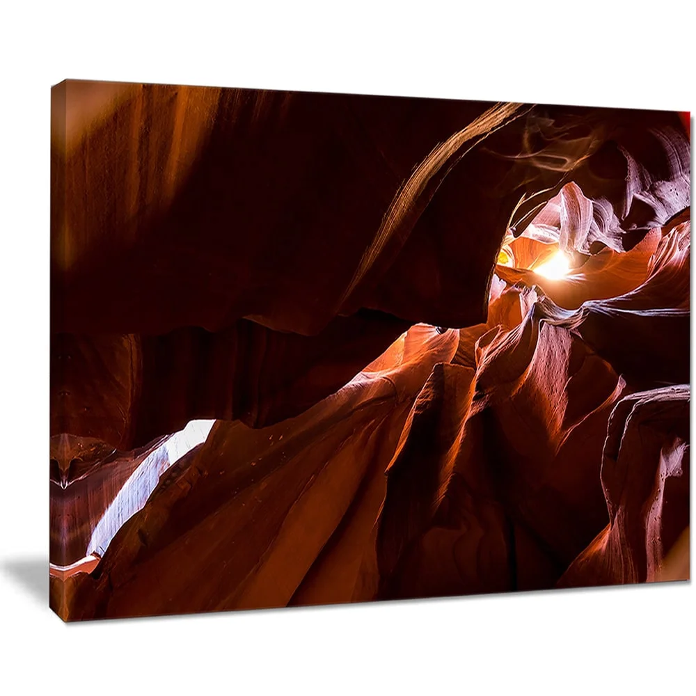 DESIGN ART Dark Antelopes Canyon - Landscape Photo Canvas Art Print - Brown 60 in. wide x 28 in. high - 5 Equal Panels