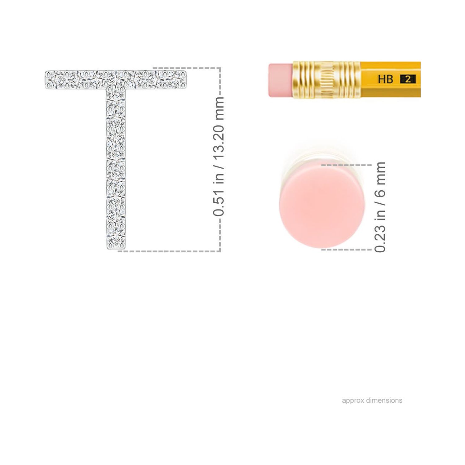 ANGARA Natural 0.12 Ct. Diamond Initials Pendant Necklace in 14K White Gold for Women with 18 Inch Chain