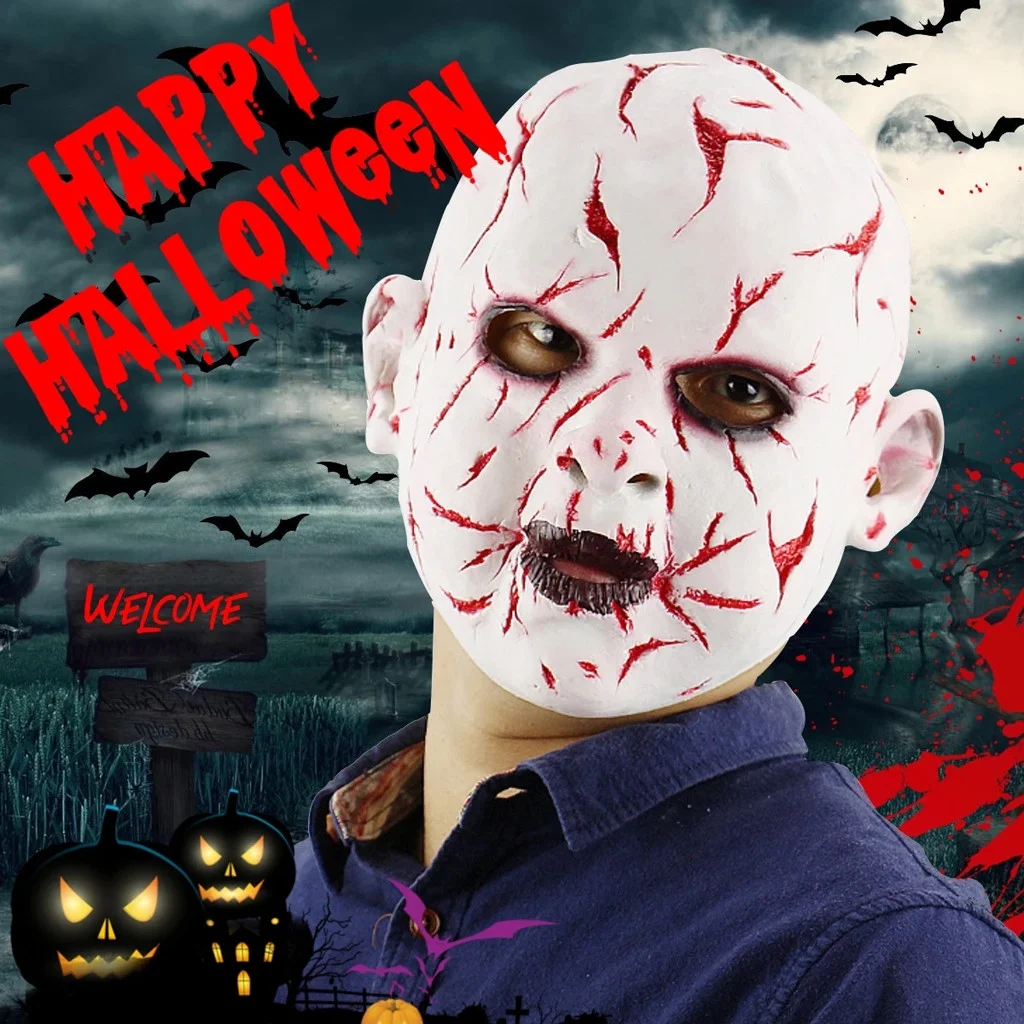 Novelty Funny Toy Scary Creepy Halloween Face Masquerade Horror Baby Chucky Ghost Doll Pool Toys For Toddlers 1-3 Plastic As Show