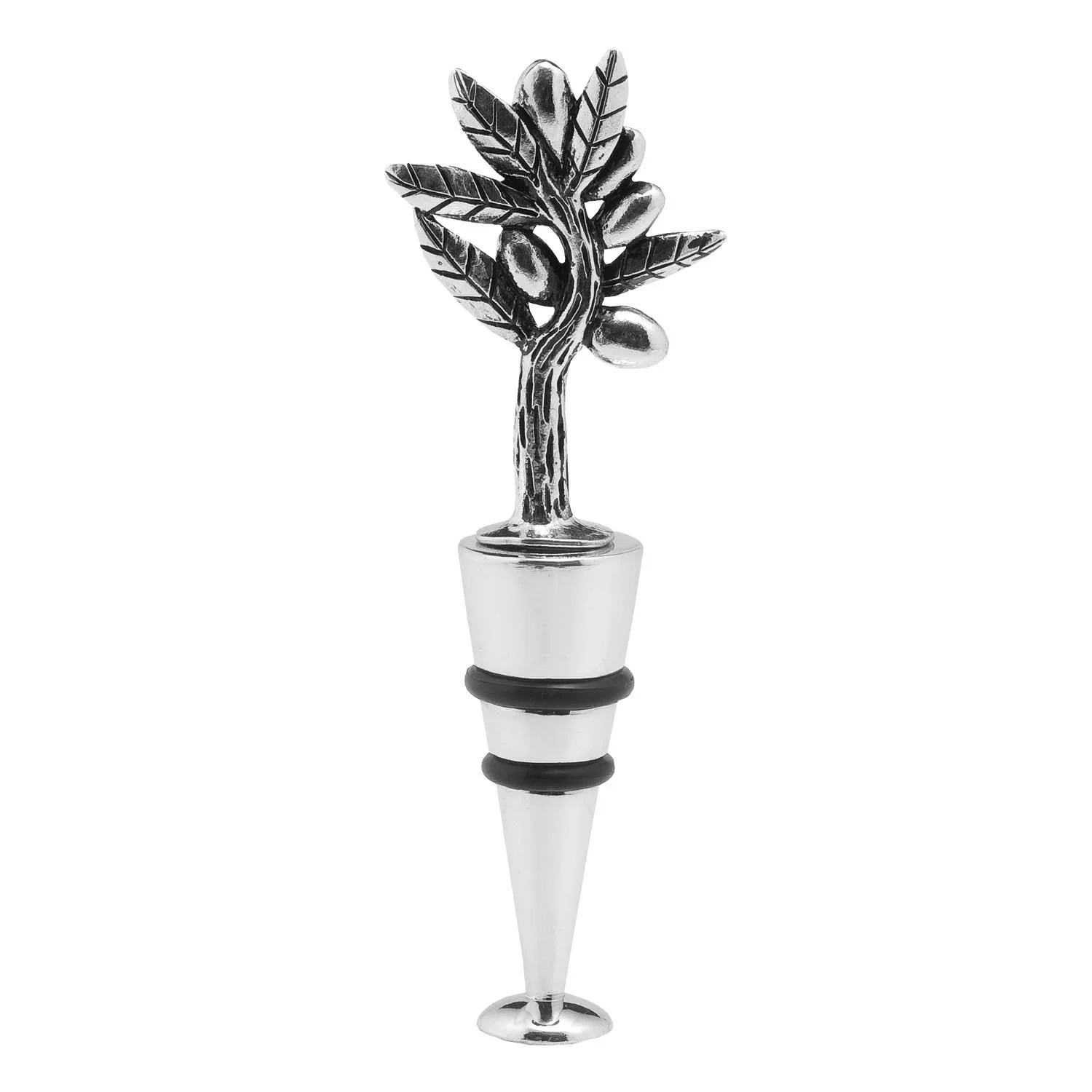 Wine Things 2-Piece Zinc Alloy Olive Wine and Beverage Bottle Stopper and Wine Preserver, for Wine Lover, Bar, Holiday, Party, Birthday and Everyday Use