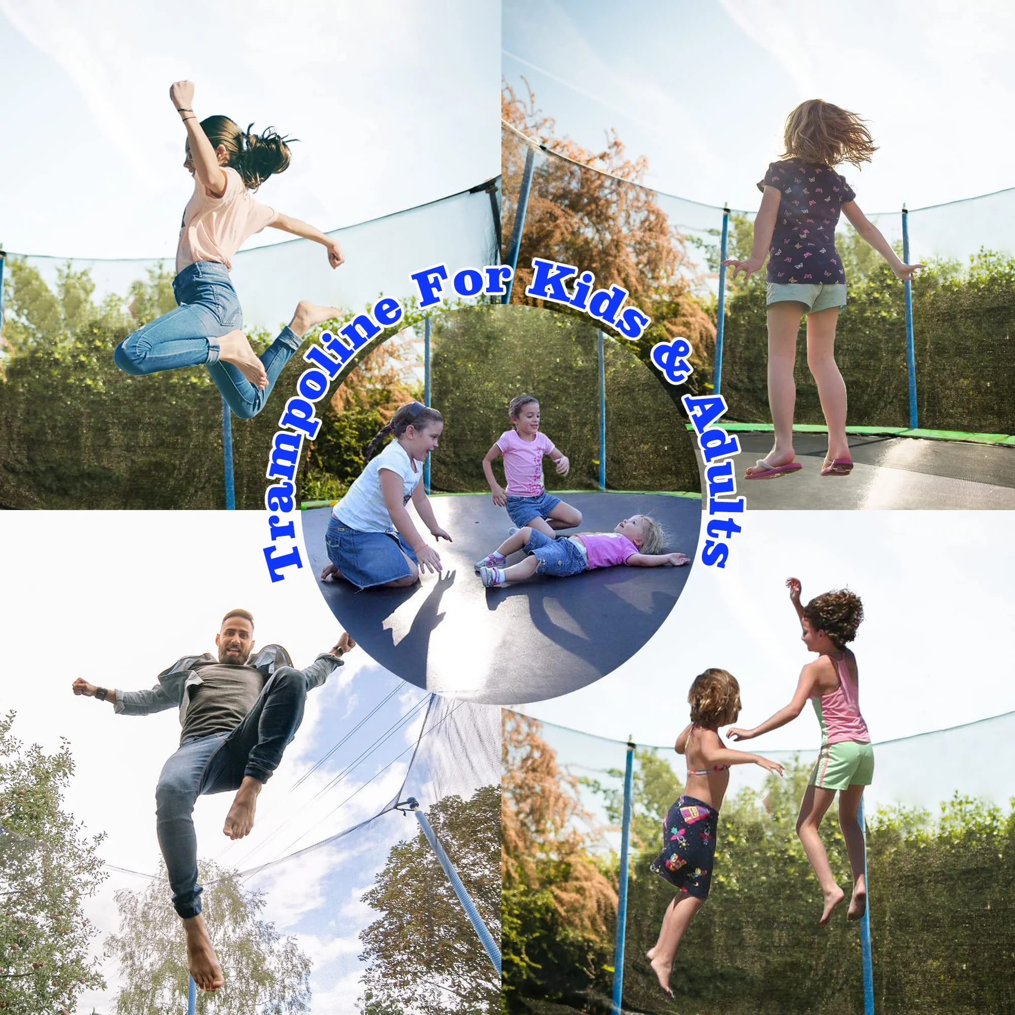 Algherohein 14FT Trampoline with Swing and Slide, 1200LBS Capacity 7-9 Adults/Kids, Outdoor Recreational Trampoline with Basketball Hoop for Yard, Patio, School