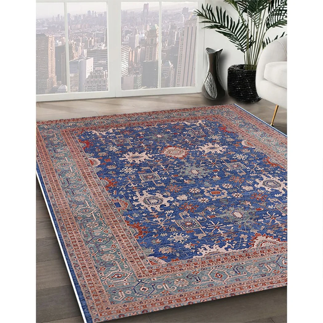 Ahgly Company Indoor Rectangle Mid-Century Modern Purple Oriental Area Rugs, 2' x 3'