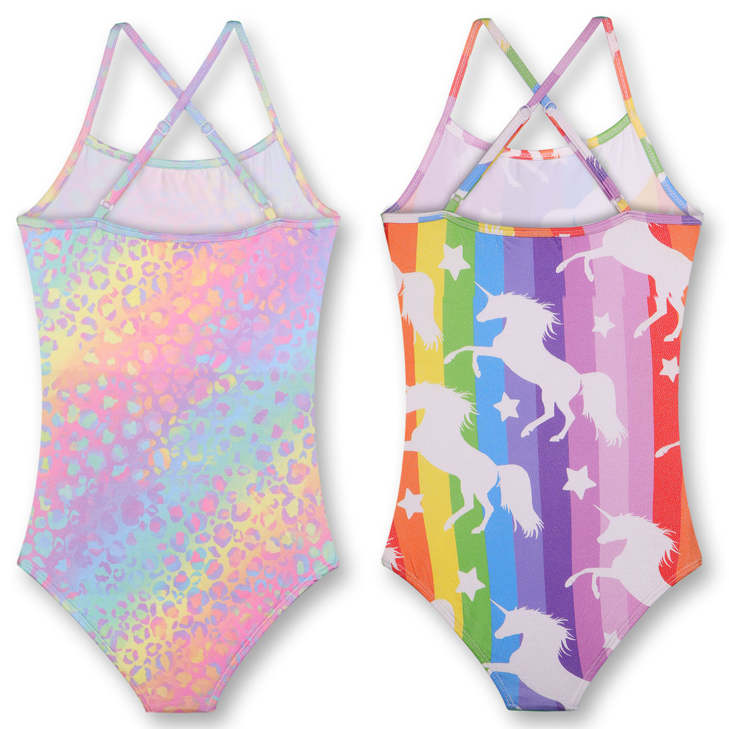 Yuyuekeji Girls Sparkle Swimsuits One Piece Hawaiian Beach Swimwear Bathing Swimsuit 4-9T