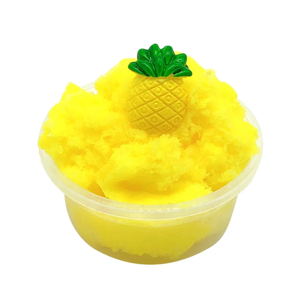 Pineapple Mud Fluffy Floam Slime Stress Relief Toy Ananas Scented Sludge Toys Fun Gifts for Child Teens Xmas Holiday Birthday