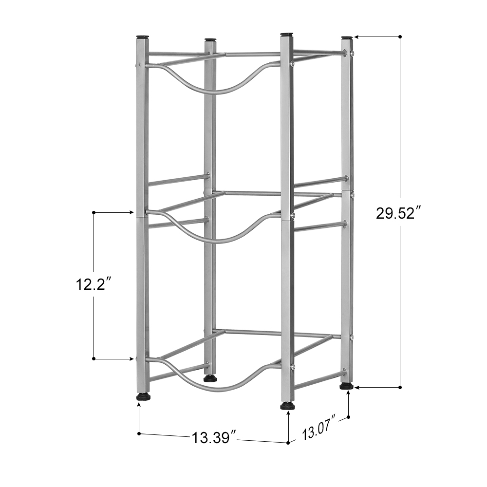 5 Gallon Water Jug Rack，3-Tier Water Bottle Holder Storage Rack，Silver