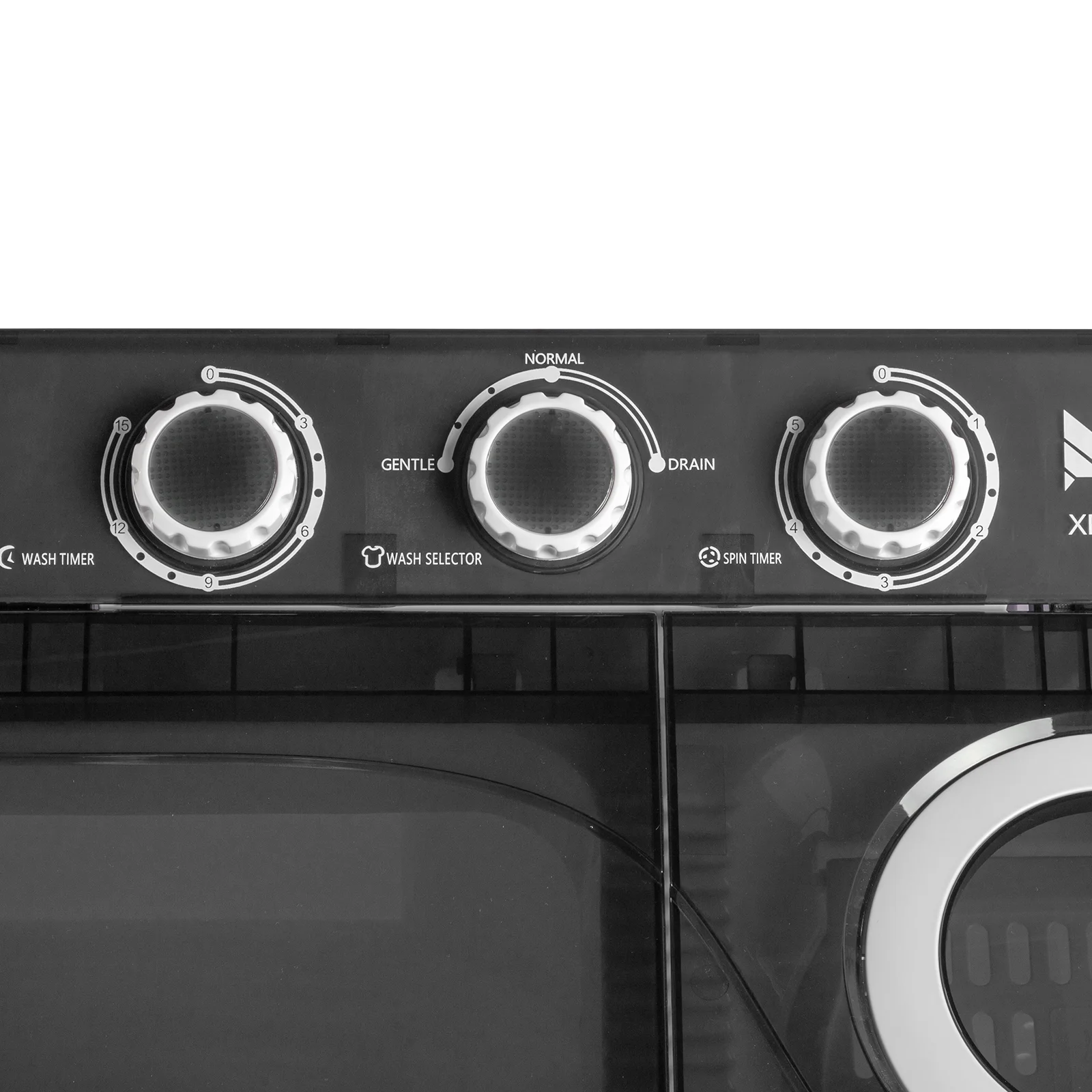 Twin Tub with Built-in Drain Pump XPB65-2288S 26Lbs Semi-automatic Twin Tube Washing Machine for Apartment, Dorms, RVs, Camping and More, White&Black US Standard