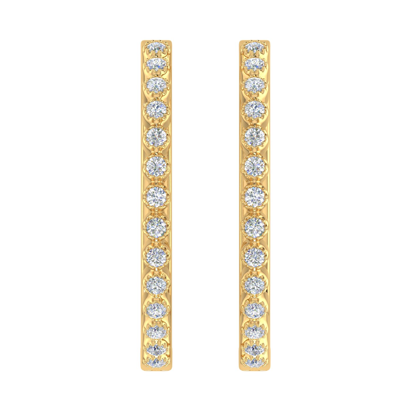10K Yellow Gold Bezel Set Diamond Hoop Earrings (I2-I3 Clarity, 1/4 Carat)