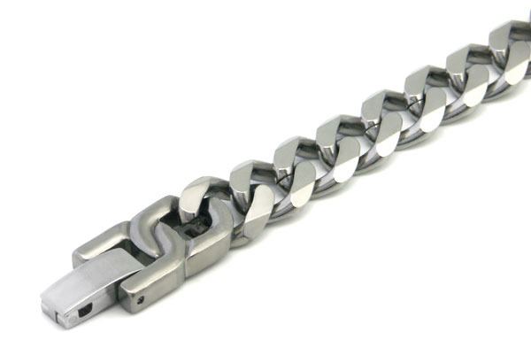 Titanium Kay Italian Cut Men's Solid Titanium 10MM Curb Matte Finish Chrome Color Link Bracelet 8.5