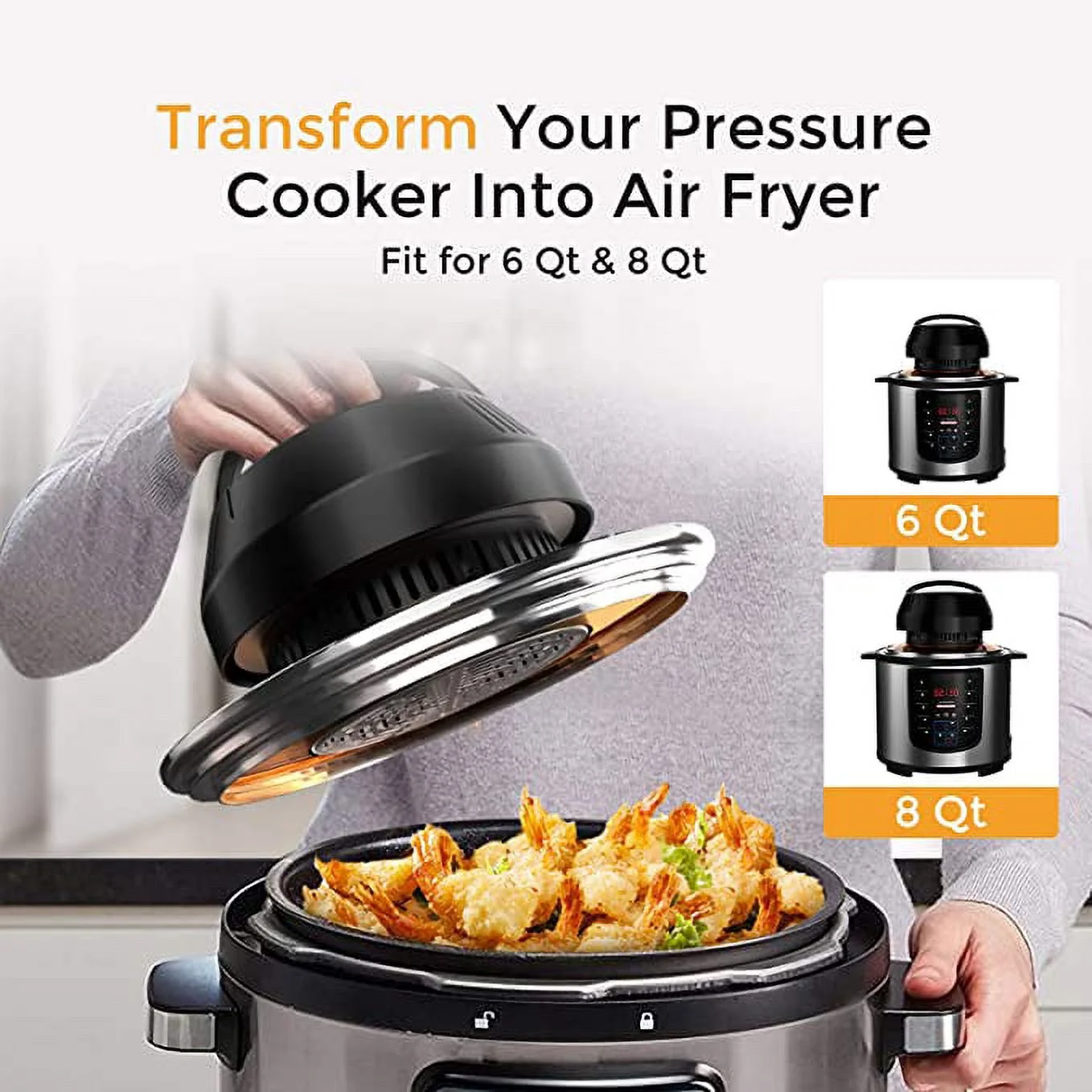 Air Fryer Lid for Instant Pot 6 Quart & 8 Quart