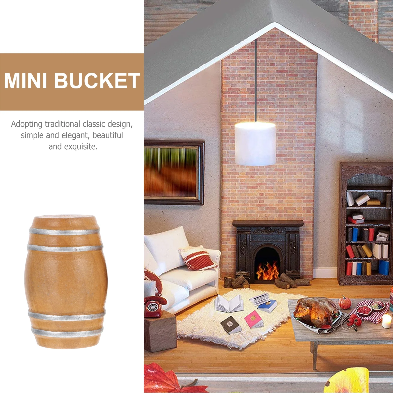 4 Pcs Toy Baby Toys Wood Doll Houses Vintage Bar Counter Decoration Mini Dollhouse Drink Accessories Wooden Barrel Beer