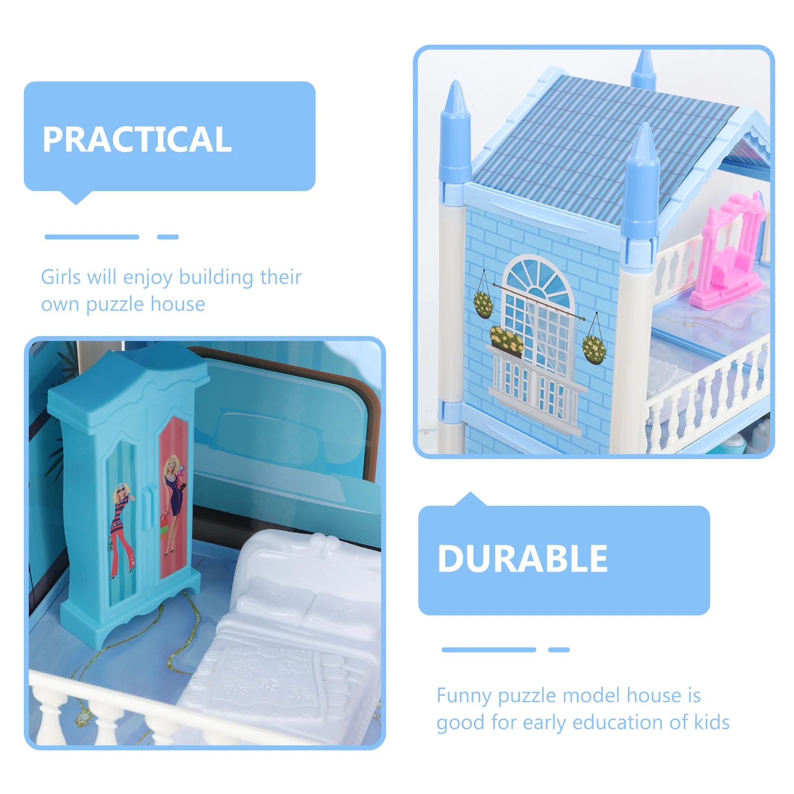 Fairy Tale Castle Toy Kids Toys Model House Girl Assemble House Kids Toy House Dollhouse Miniatures Gifts for Kids Child