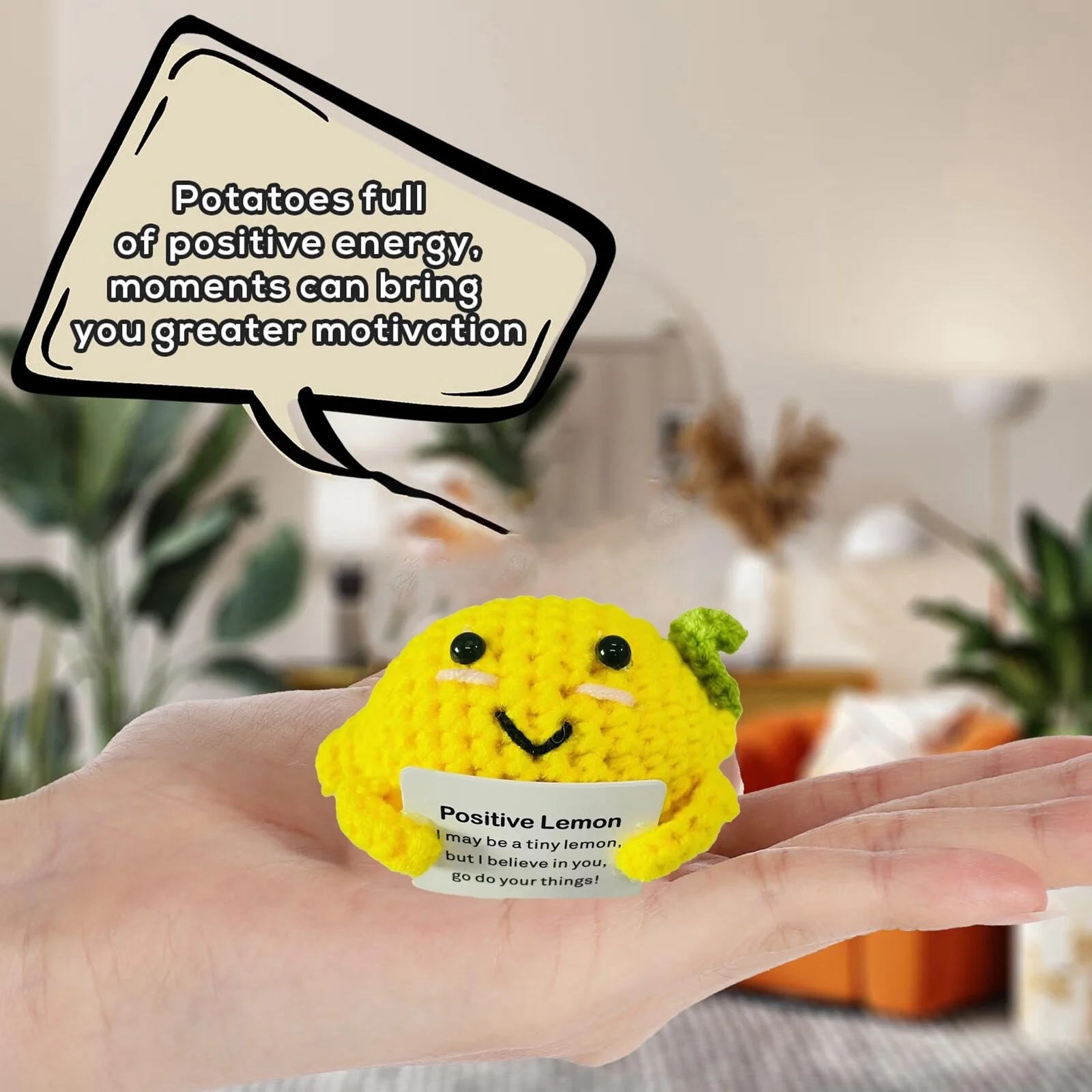 Hand Crocheted Lemon  Potato  Cucumber Doll Wool Crocheted Positive Energy Tomato Emoticon Bag Buckle Pendant Luggage Decoration