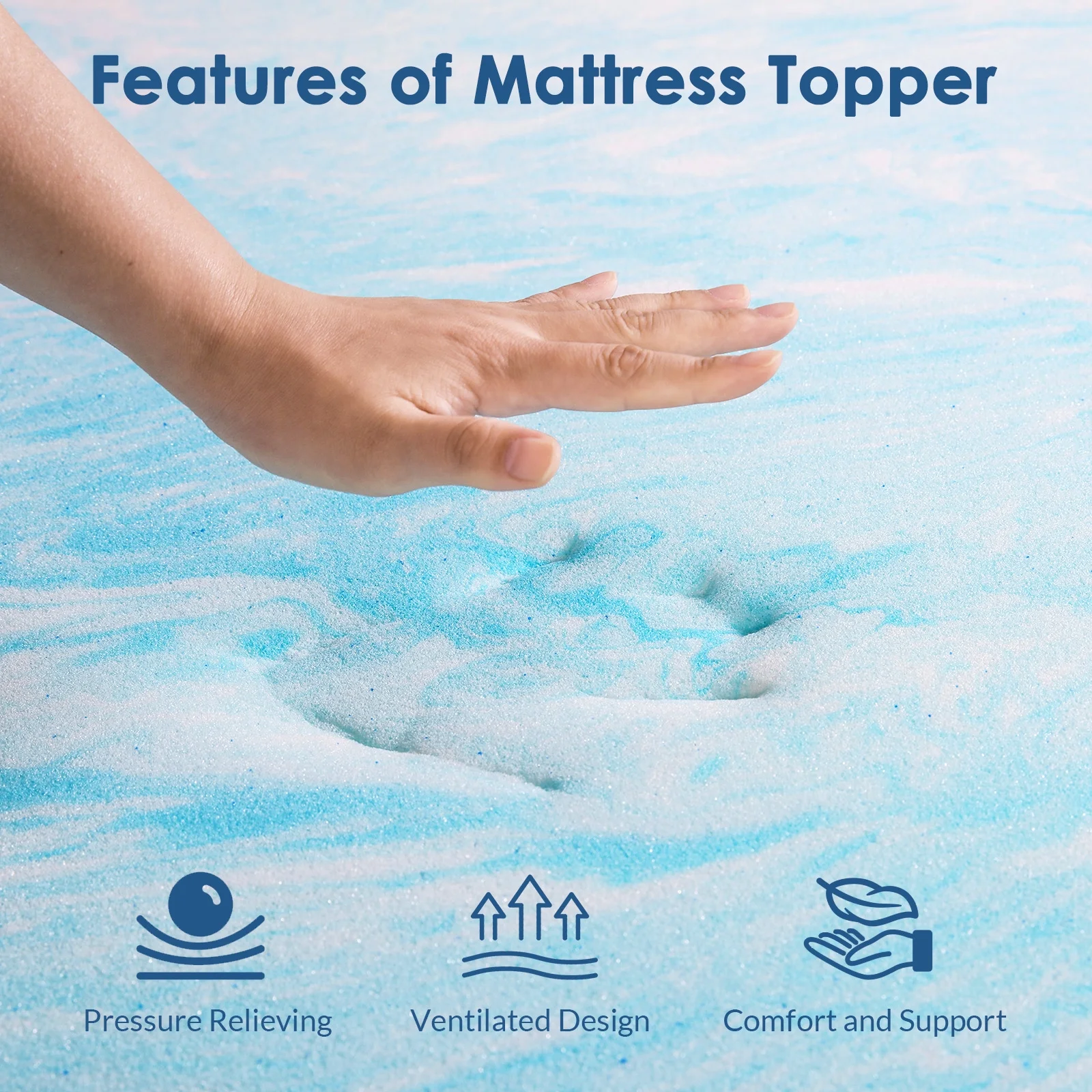 Twin Mattress Topper,3 inch Gel Infused Memory Foam Mattress Topper, CertiPUR-US Certified - Twin