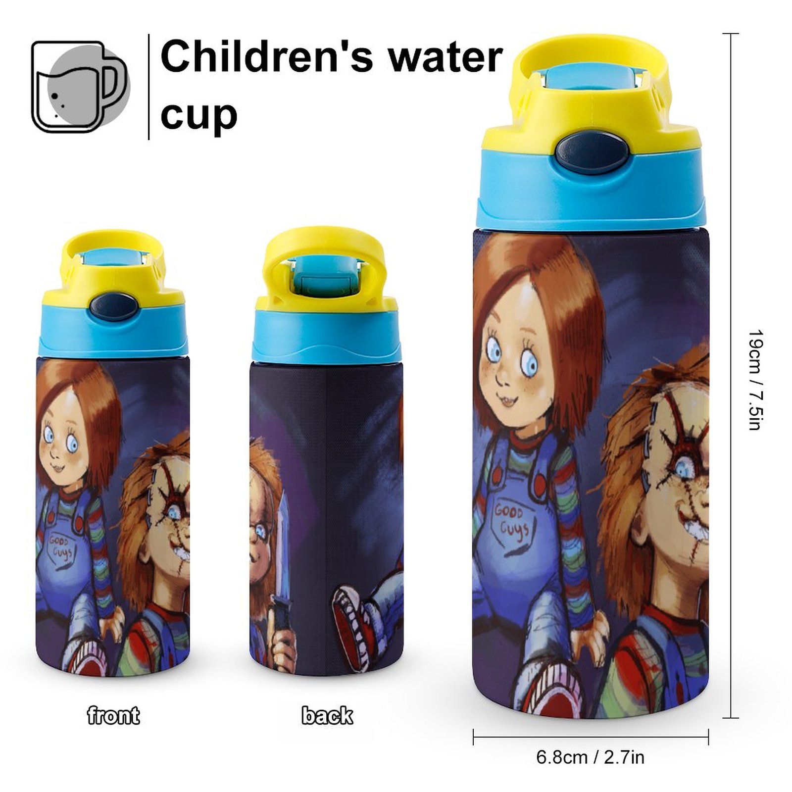 Child-Chucky Kid's Insulated Water Bottle With Straw Vacuum Stainless Steel Cup Leak-Proof Children Toddler Thermoses