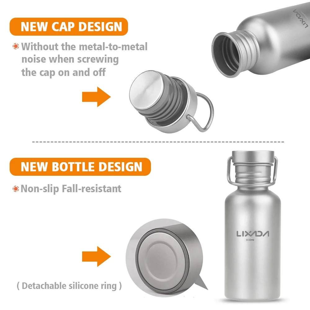 Lixada Ultralight Water Bottle 600ml for Camping Hiking Cycling