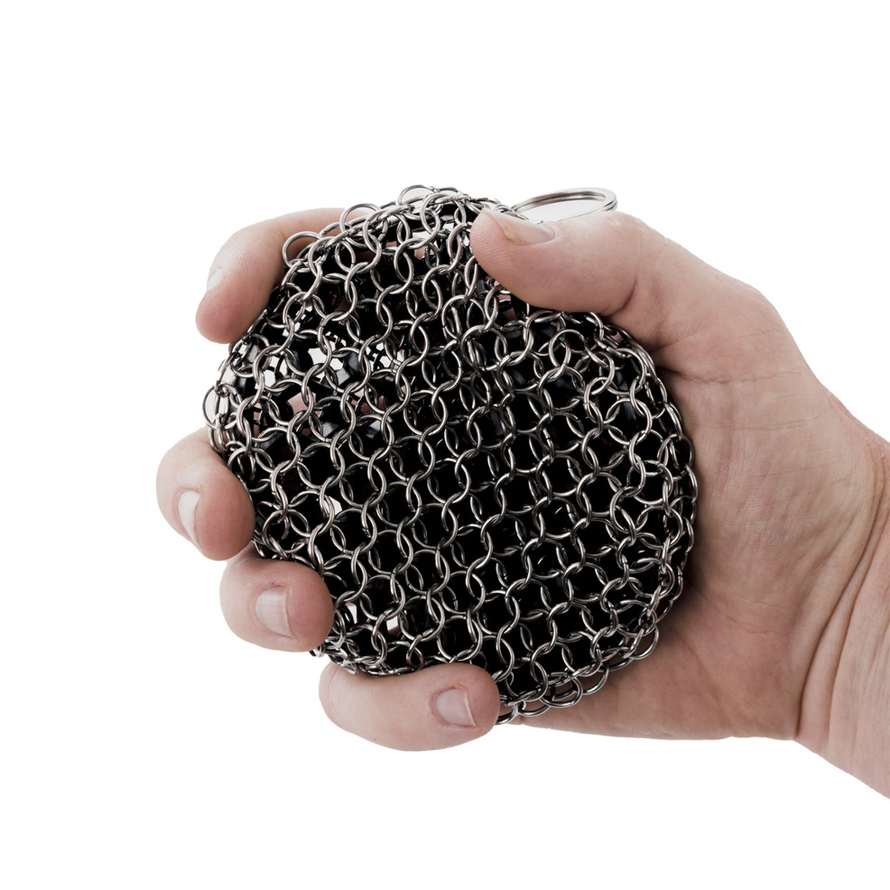 Solo Stove Cast Iron Scrubber, Food-safe, Heat-resistant, Rust-resistant, 304 stainless steel chainmail/durable silicone center