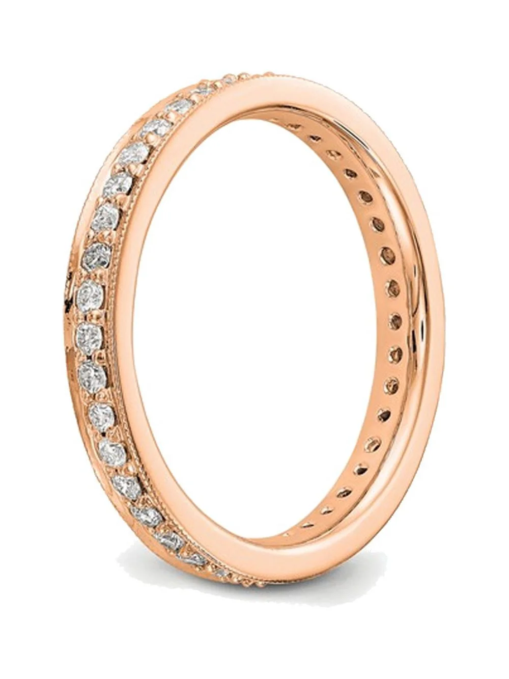 1/2 Carat (Ctw Color H-I, I1-I2) Ladies 14K Rose Pink Gold Diamond Eternity Wedding Band Ring