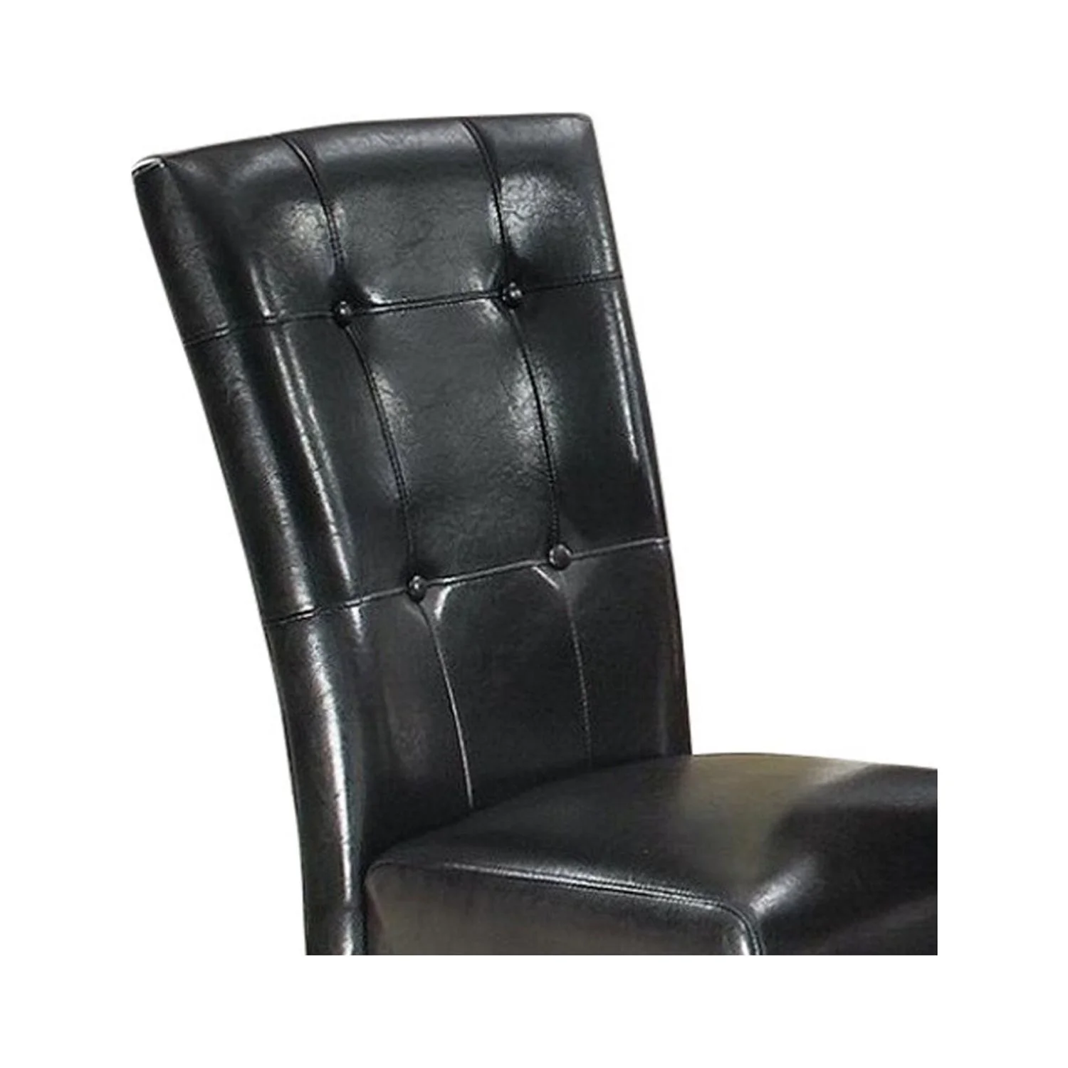 BenJara Leather Upholstered Dining Chair With Button Tufted Back Set Of 2 Black-Color:Black
