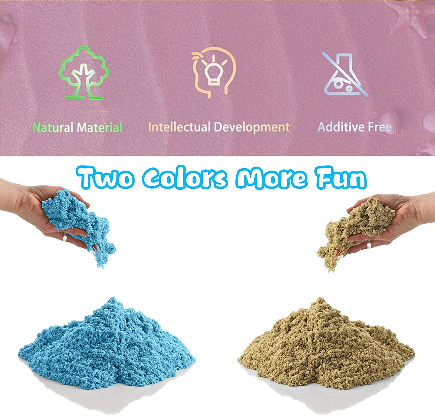 Play Sand Kit for Kids - 48 PC Dinosaur SandBox Toys,3lbs Moving Sand with 2 Colors,Dinosaur Figures,Molds Tools,Sand Tray and Storage Bag,Creative Toys for Boys Girls Ages 3 4 5 6 7+ Year Old