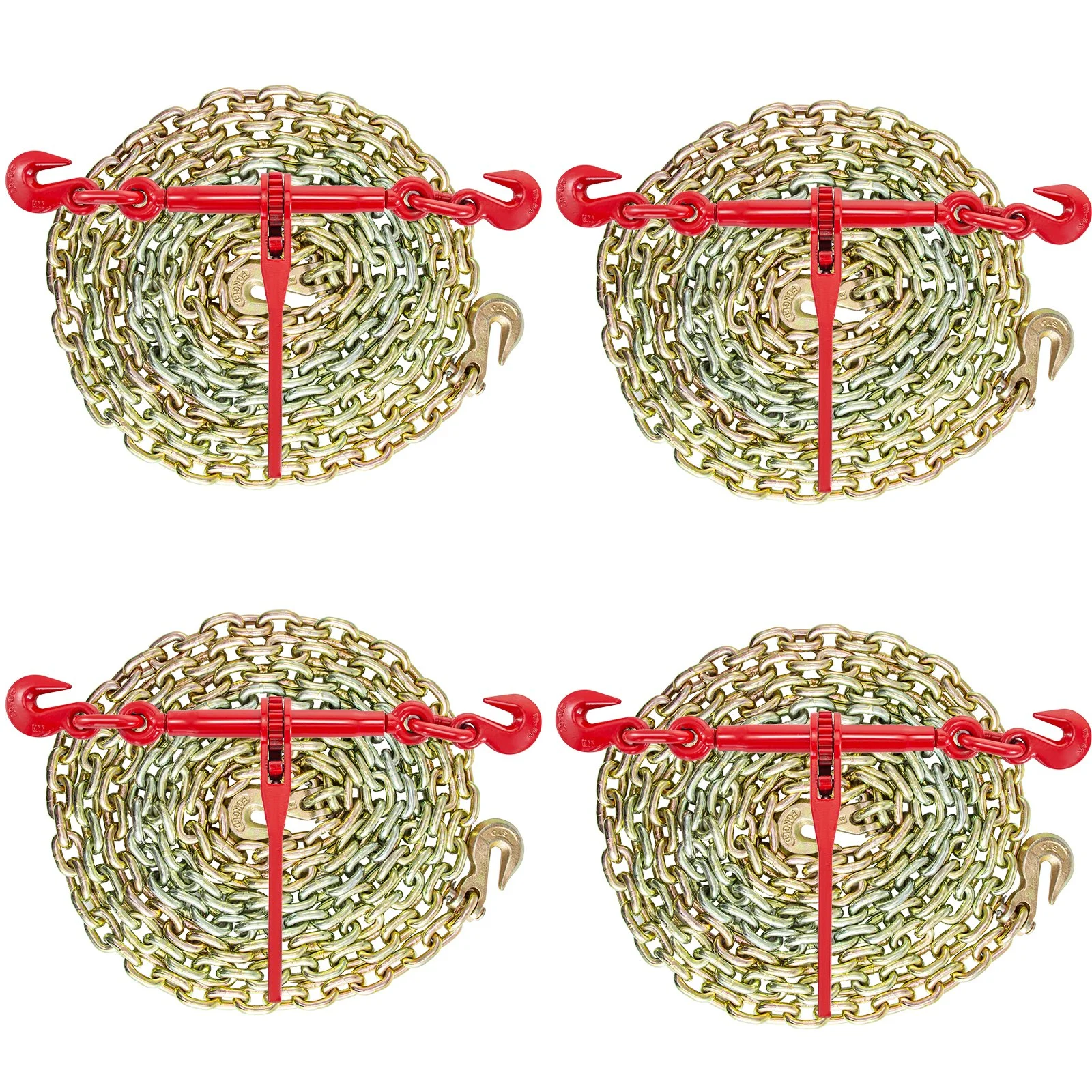 VEVOR Chain and Binder Kit 3/8in-1/2in - 9215lbs Working Strength, Ratchet Binders, Chains with G70 Hooks for Truck, Tie Down, Hauling, Towing