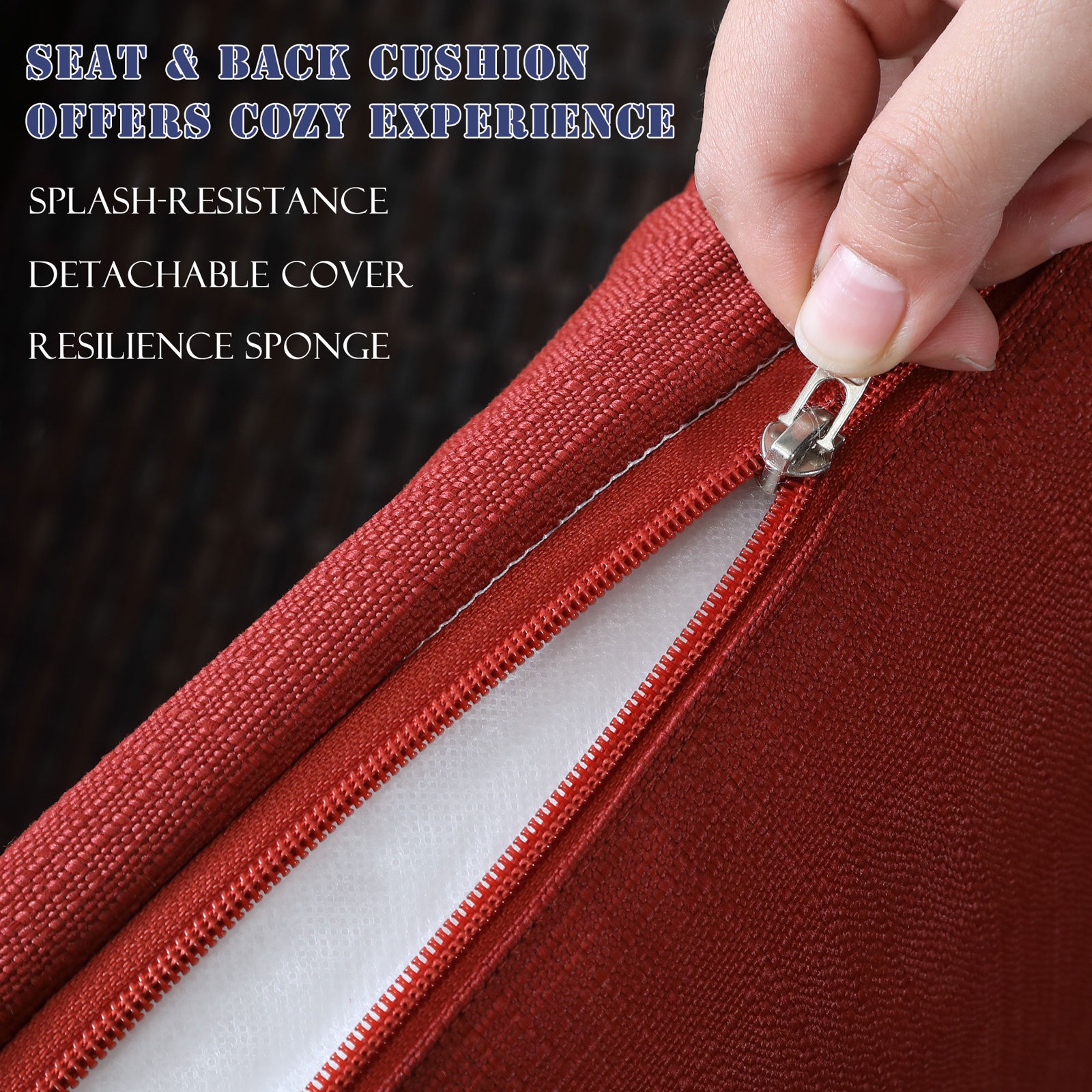 Glavbiku 7 Piece Outdoor Patio Furniture Set, Outdoor Rattan Wicker Dining Table Set with 9 Seat,Red