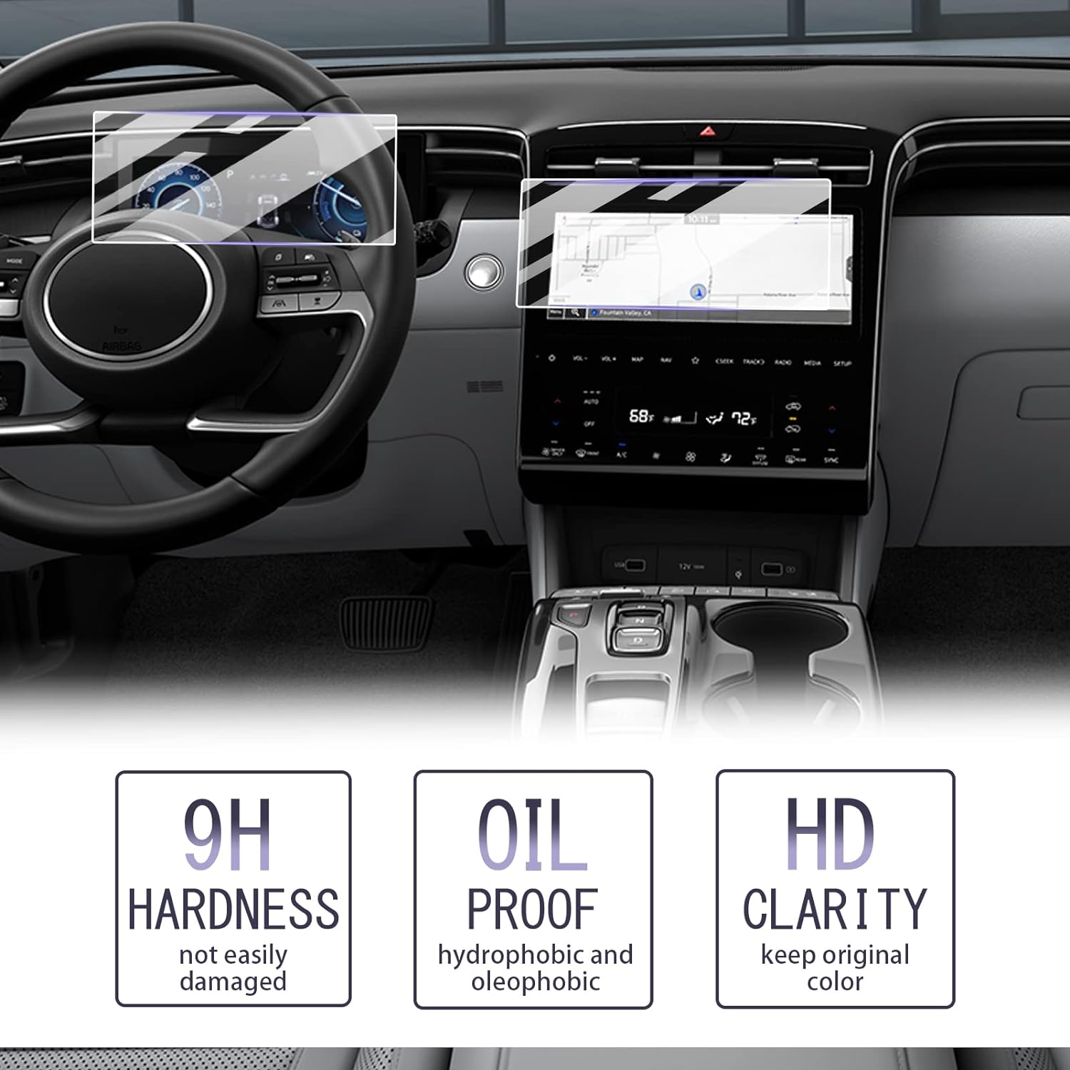 LUWU for 2022-2024 Hyundai Santa Cruz Screen Protector 10.25 Inch 2023 Santa Cruz Pickup Truck Screen Protector