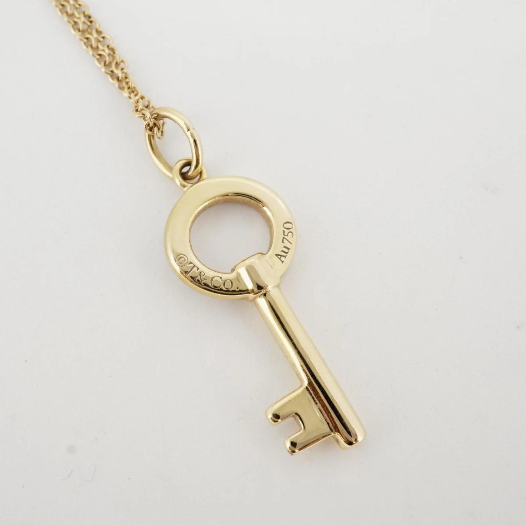 Pre-Owned Tiffany Necklace Key Modern Diamond K18YG Yellow Gold Ladies (Good)