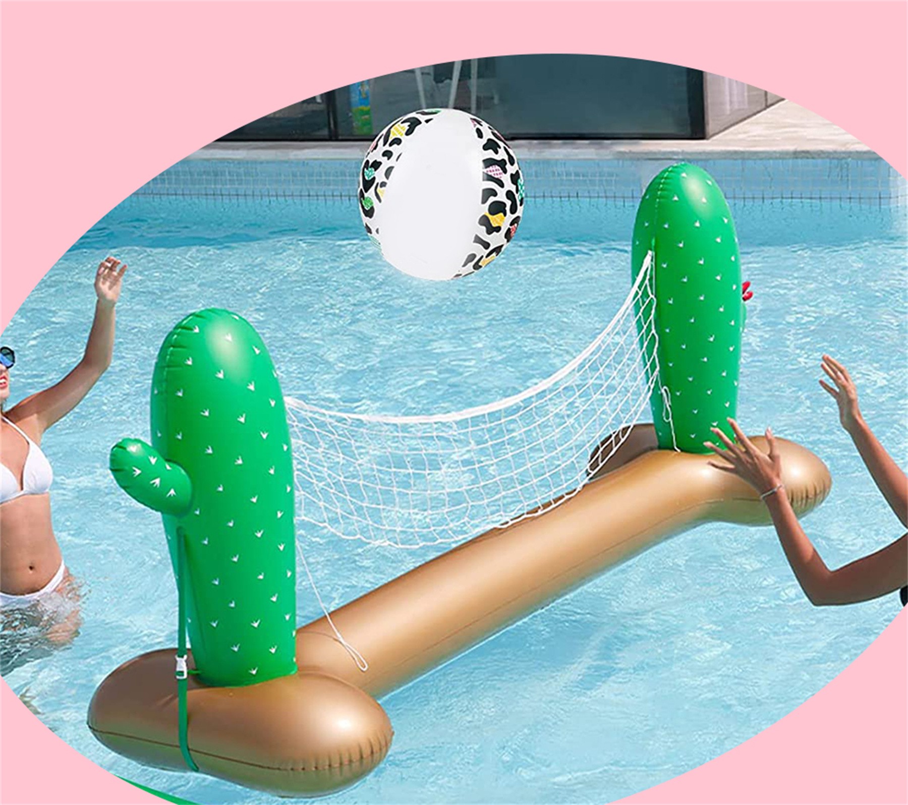 Inflatable Volleyball Net for Pool Floating Volleyball Game Set