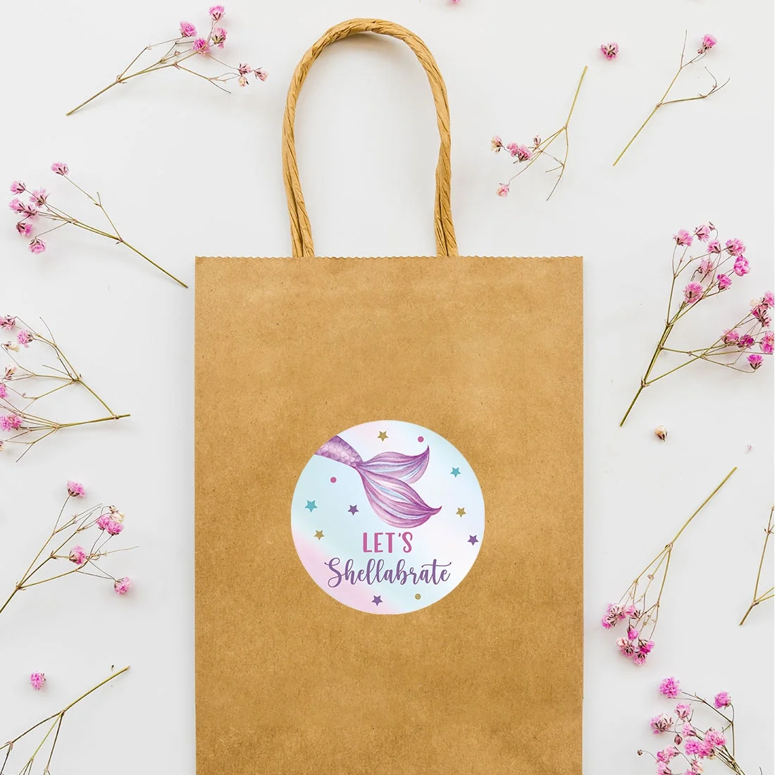 Koyal Wholesale Kids Party Favor Thank You Stickers, 80-Pk 2-Inch Round Mermaid Birthday Stickers For Kids Party Favors