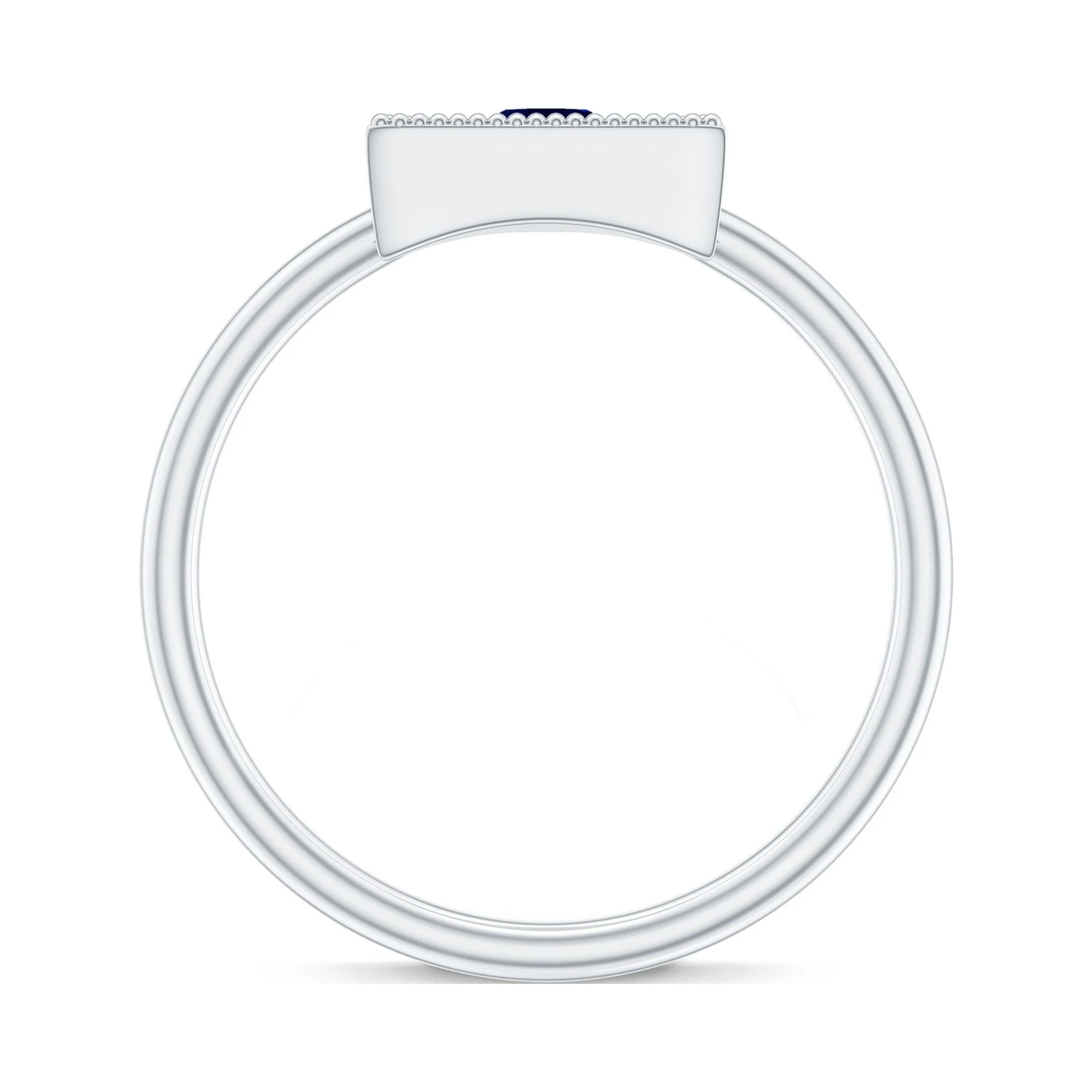 Blue Sapphire Ring for Women, Triangle Shape Ring, Gold Milgrain Ring, September Birthstone Ring, Blue Sapphire and Gold Ring, 925 Sterling Silver, US 4.00