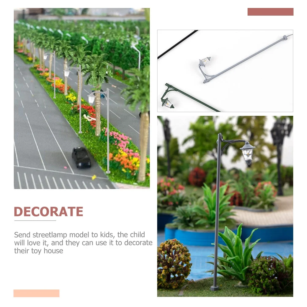 2 Pcs Garden Lights Dollhouse Model Train Street Child Sand Table Decor Vintage Metal Abs