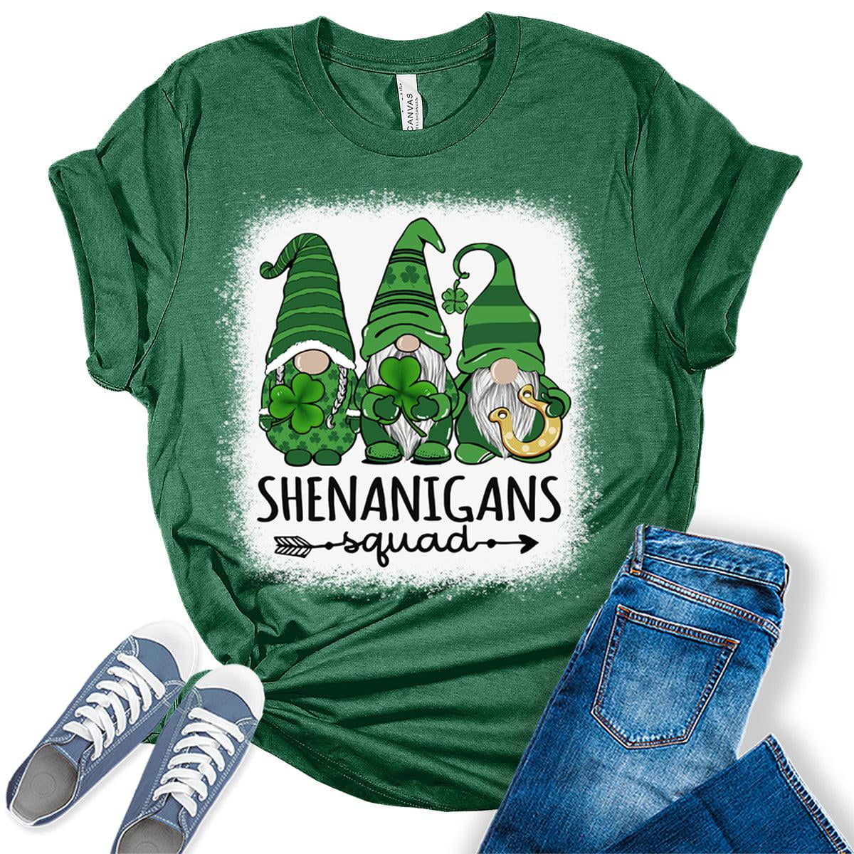 Shenanigans Squad Funny St Patrick's Day Gnomes Shirt For Women