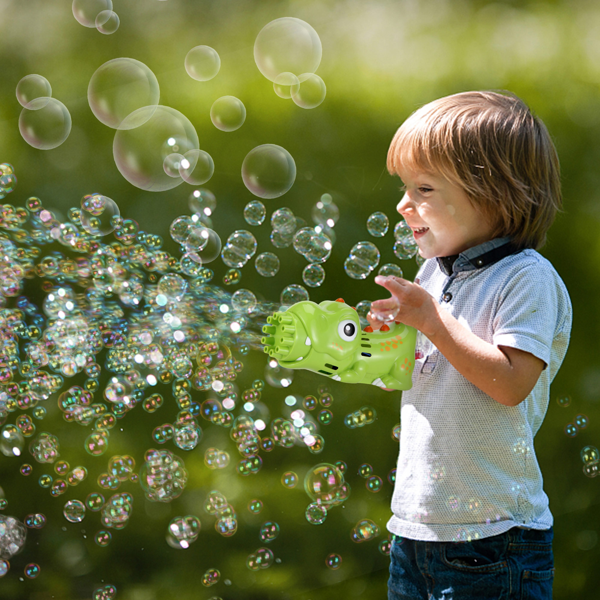 LELINTA 2PACK Bubble Gun Bubble Machine Handheld Tiger Dinosaur Unicorn Bubble Maker with Bubble Solution & Tray for Boys Girls Age 3 4 5 6 Years Old