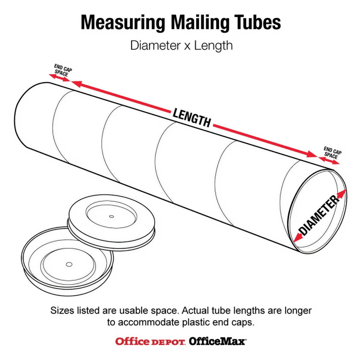 Box Partners Mailing Tubes with Caps,2x18,White,50/CS - BXP P2018W