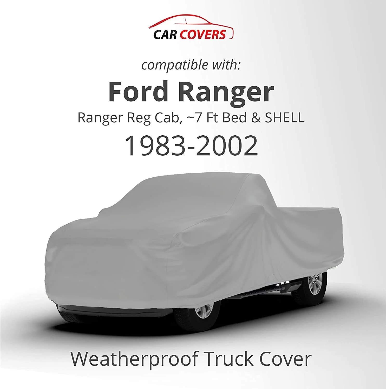 Weatherproof Truck Cover Compatible with 1983-2002 Ford Ranger Regular Cab, 7 Ft Bed & Camper Shell - 5L Outdoor & Indoor - Protect from Rain, Snow, Hail, Sun - Theft Cable Lock, Bag & Wind Straps