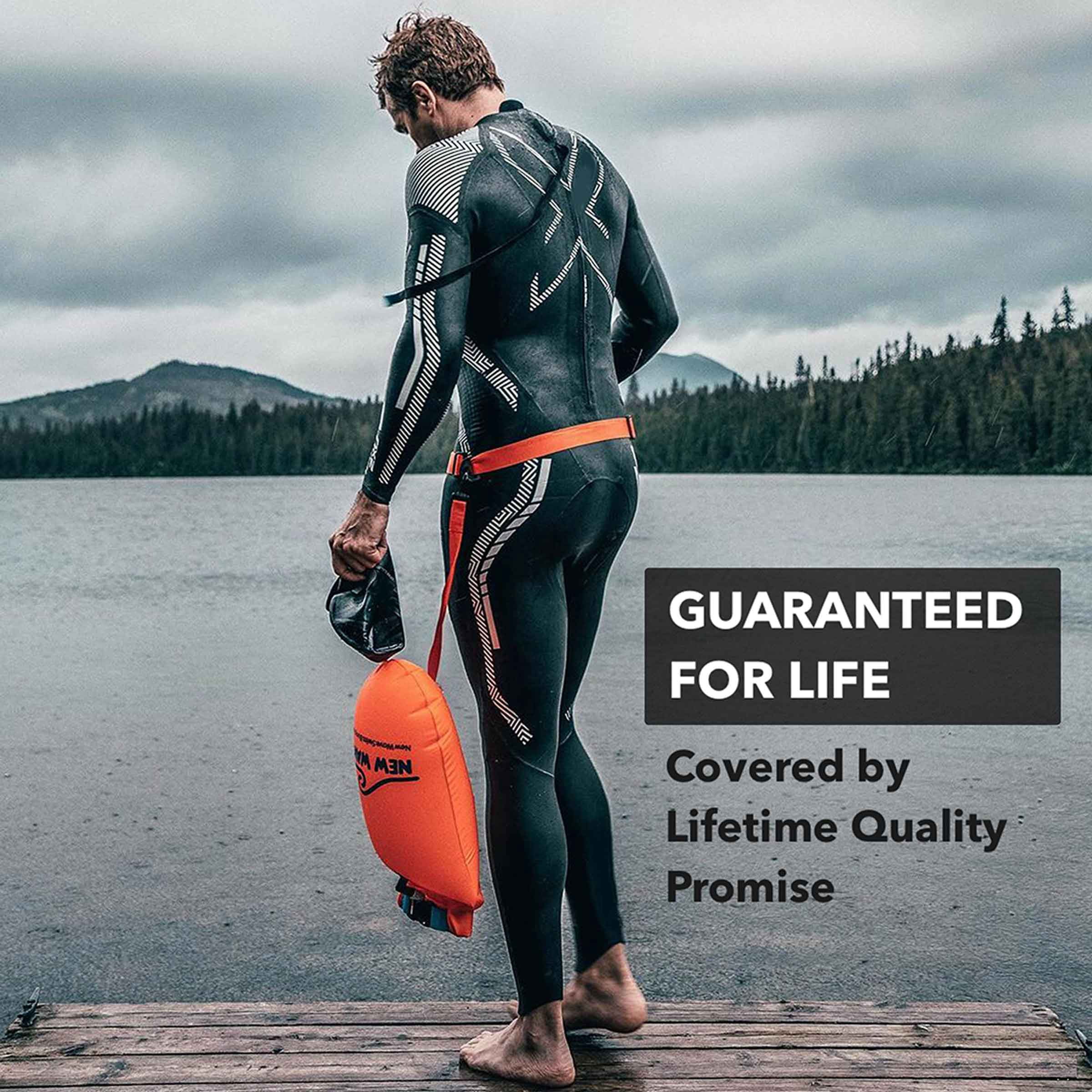 New Wave Swim Buoy - 20 Liter PVC Orange - Swim Safety Float and Drybag for Open Water Swimmers, Triathletes, Kayakers (PVC Large 20 Liter Orange)