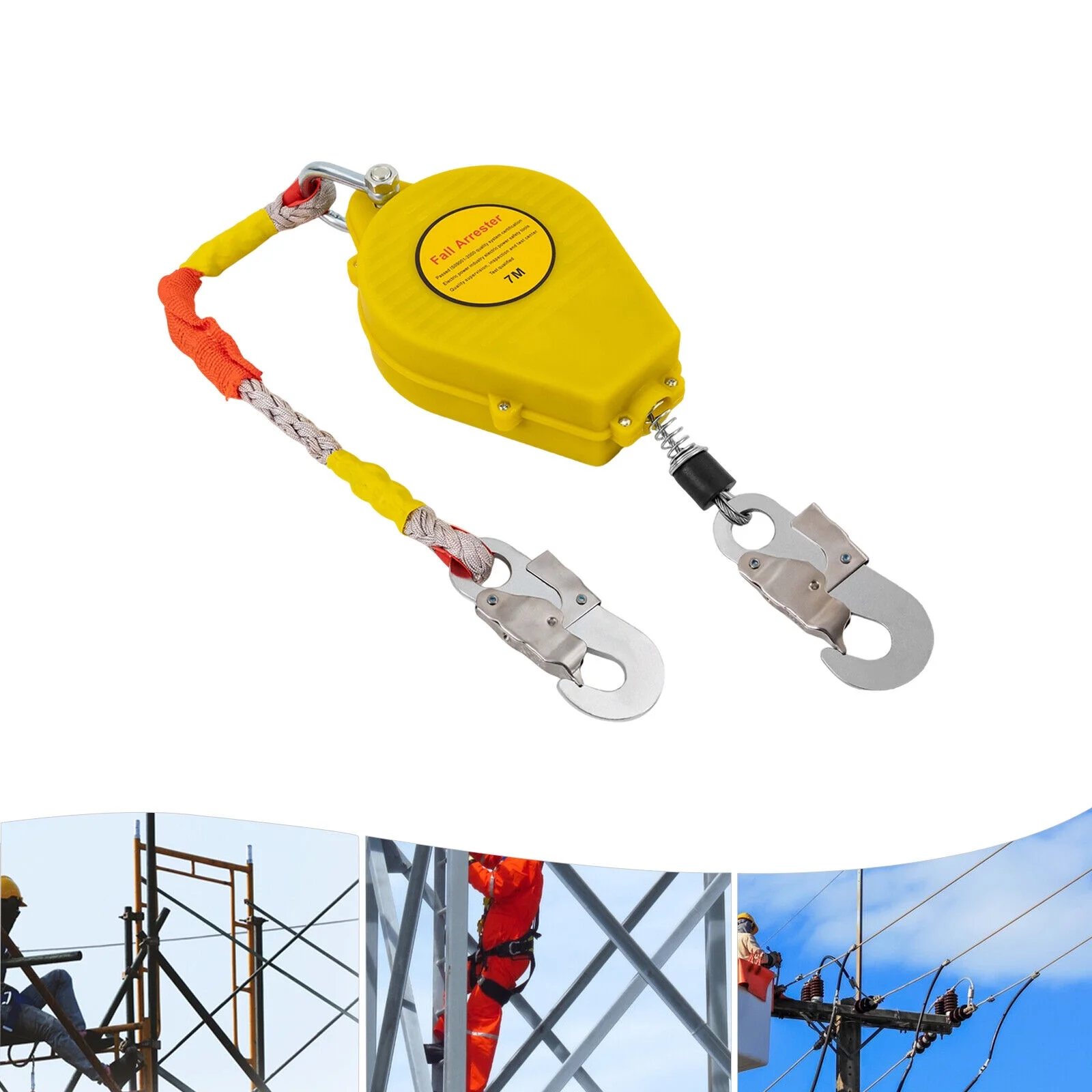 7m Self Retracting Lifeline Protect Safety Harness Lanyard Fall Arrester 23ft