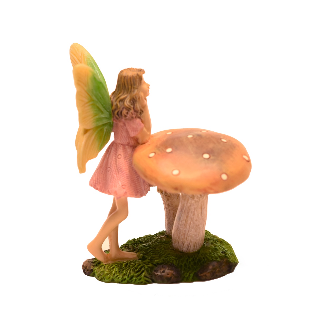 Smiling Mushroom Fairy Girl Miniature Figurine Garden Supply Mini Dollhouse Accessory Outdoor Decor