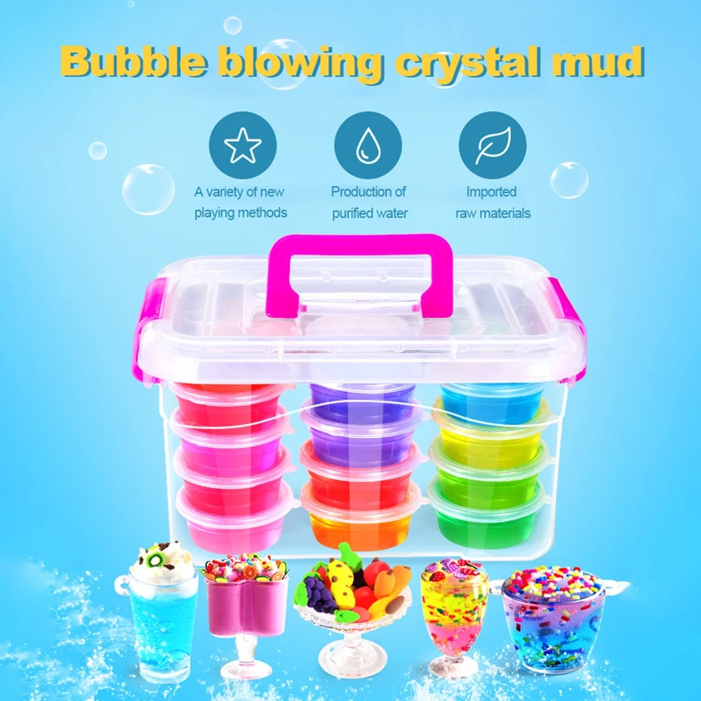 Playdough Crystal Mud Toys Silly Sludge Crystal Mud Toys For Party Favors 12 Pcs Pool Toys For Toddlers 1-3 Mud Multicolor