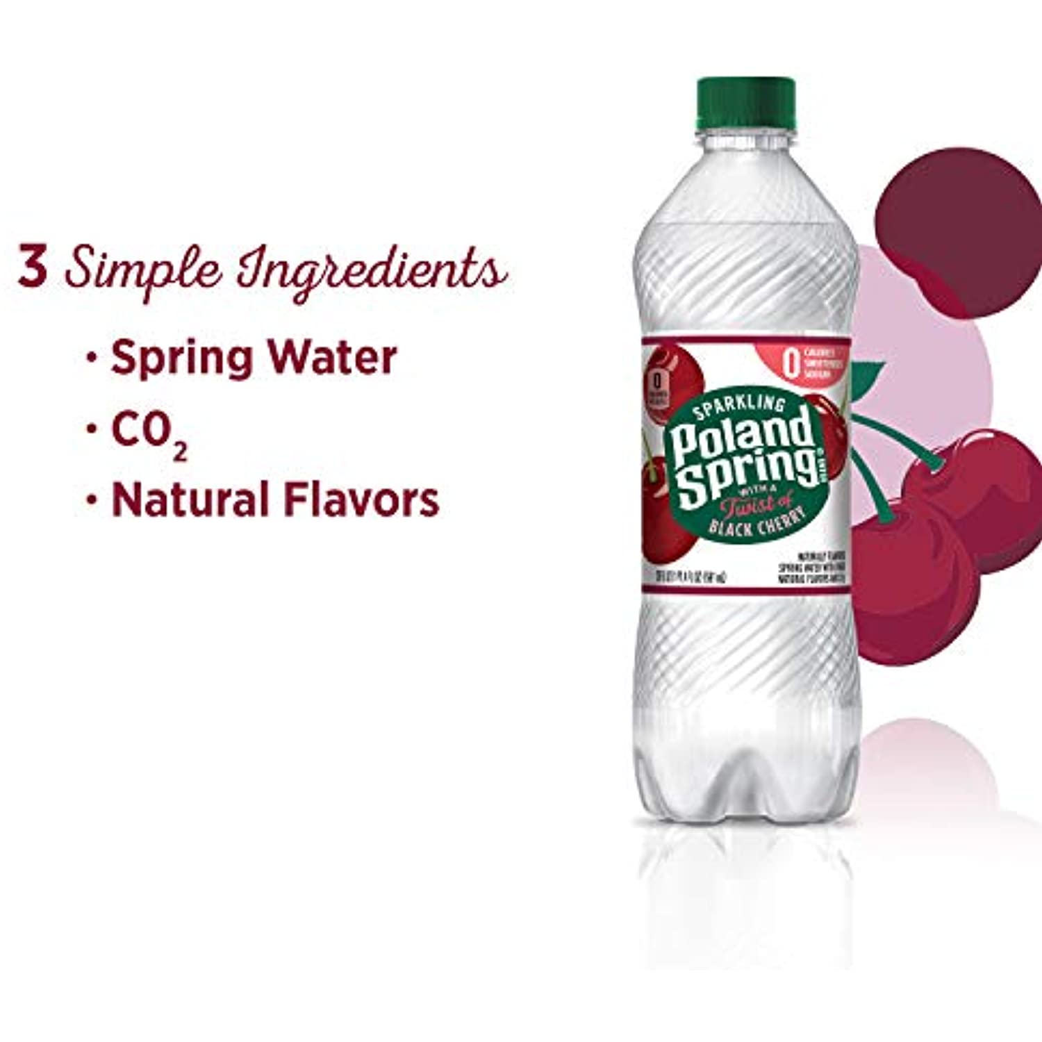 Poland Spring Sparkling Water, Black Cherry, 16.9 Oz. Bottles (8 Pack)