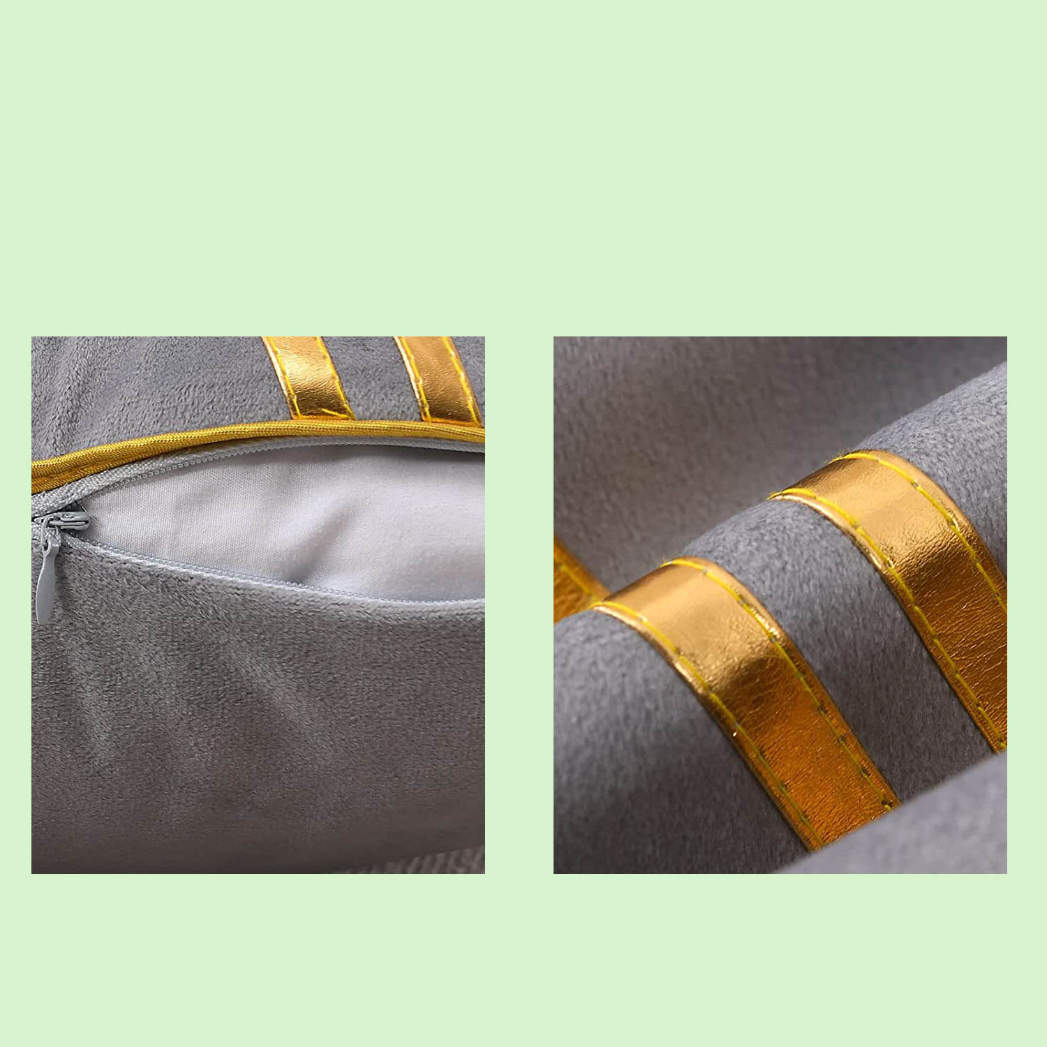 Set of 2 Gold Throw Pillow Covers - Soft Decorative Luxury Velvet Cushion Covers Pillow Cases with Gold Leather for Sofa Bedroom Livingroom Car, 20 x 20 in