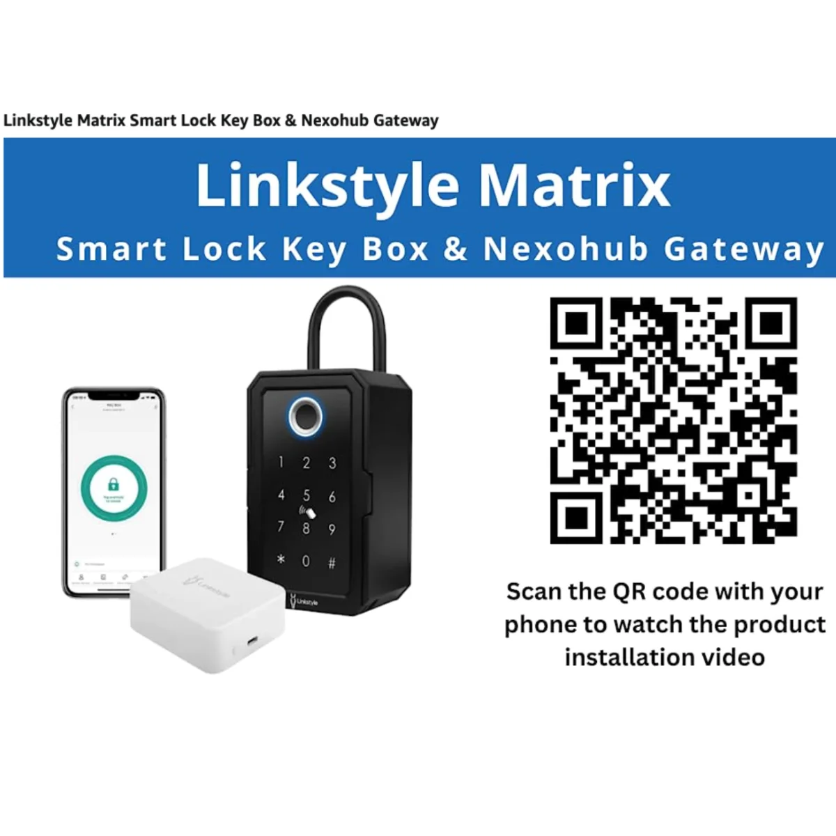 LINKSTYLE MATRIX Key Lock Box for Outside with Wifi Hub For Remote Access, Key Box Wall Mount For Realtors and Airbnb Hosts with 4 Lock Modes (App, Fingerprint, Passcode, Smart key) & App Controls