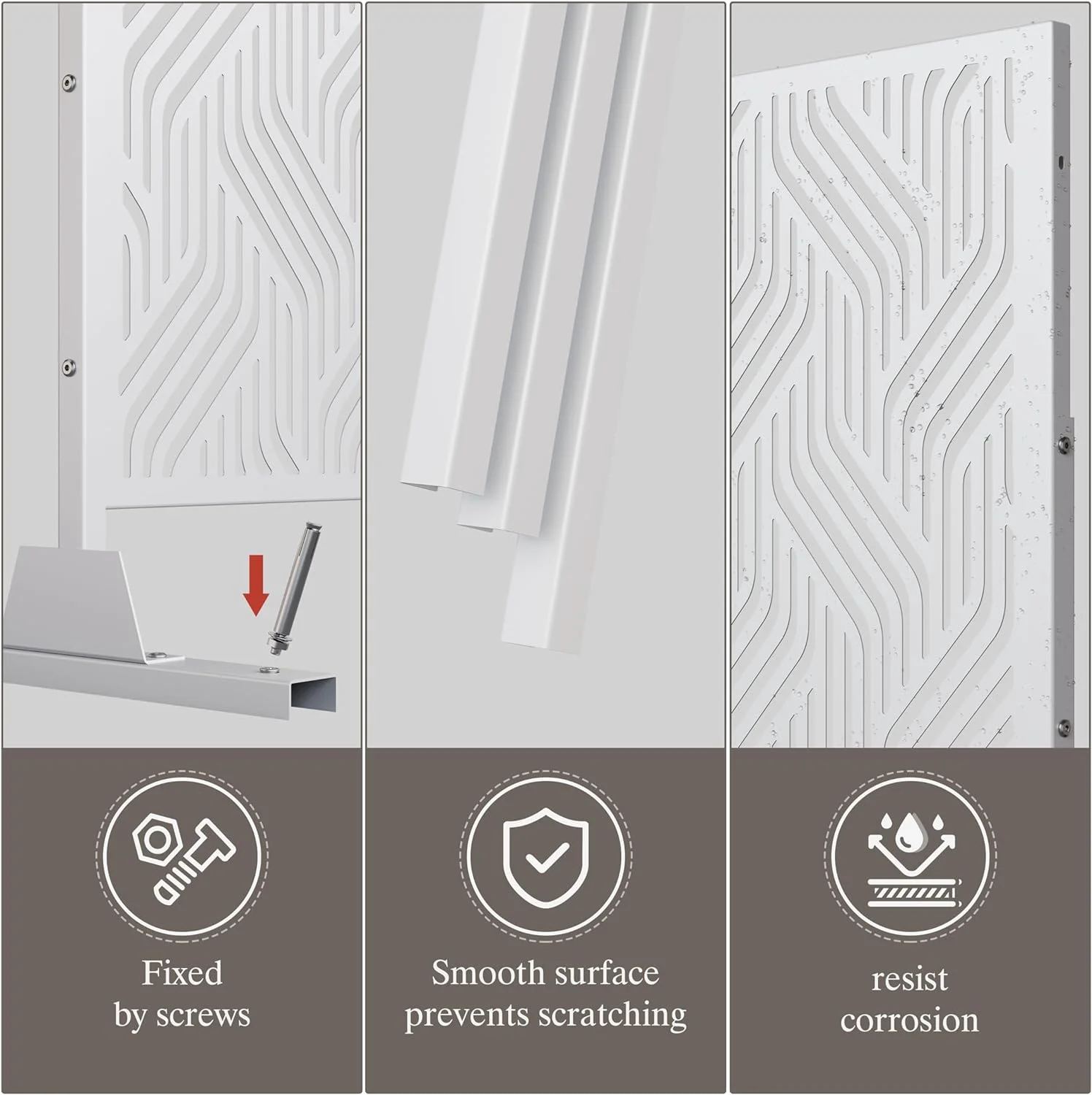 ALAULM Privacy Screen Outdoor Metal Privacy Screen with Stand Outdoor&Indoor Freestanding Decorative Privacy Screens Privacy Screen Divider Wall and Panel for Patio Garden Braid White