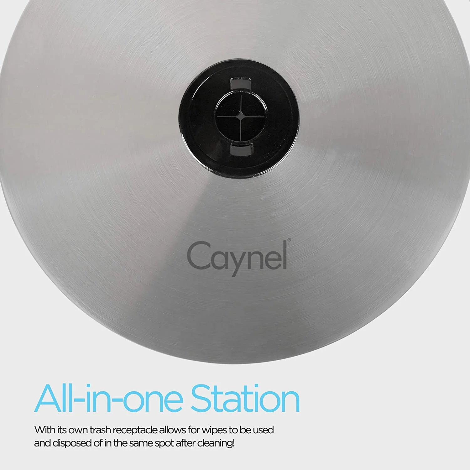 Caynel Floor Standing Wipe Dispenser with Built-in Trash Receptacle, Stainless Steel, Silver