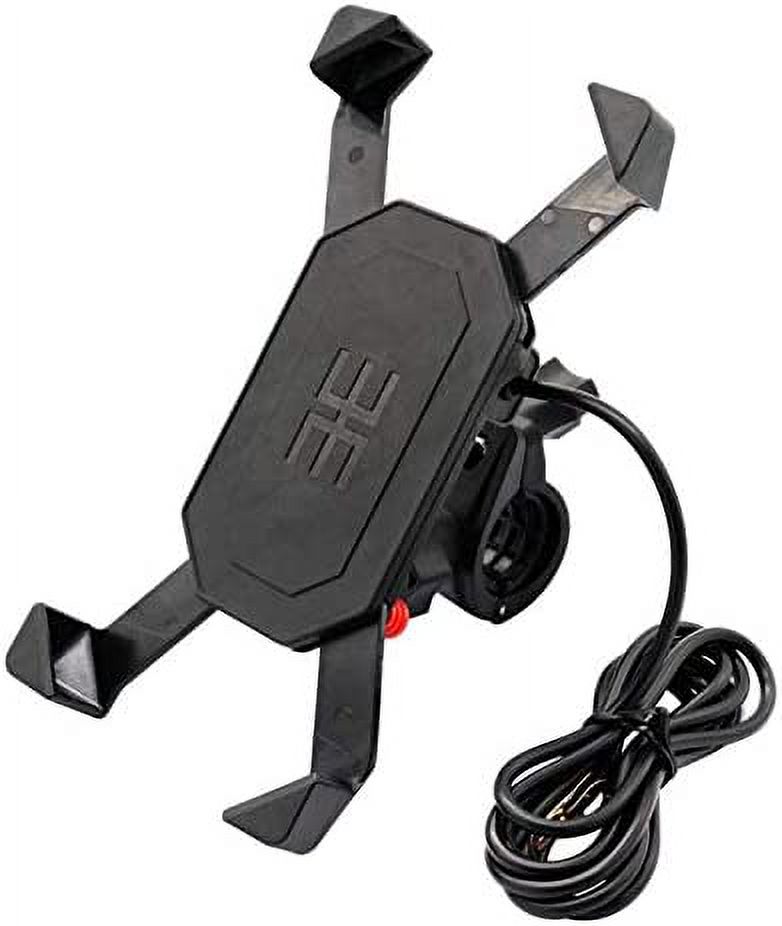 USB Charge Mount for Motorcycle Bike ATV Cell Phone GPS Handlebar & Rear-View Mount Clamp Cellphone Holder Clip USB Charger Universal for Smartphones Work with 12V/24V Vehicles