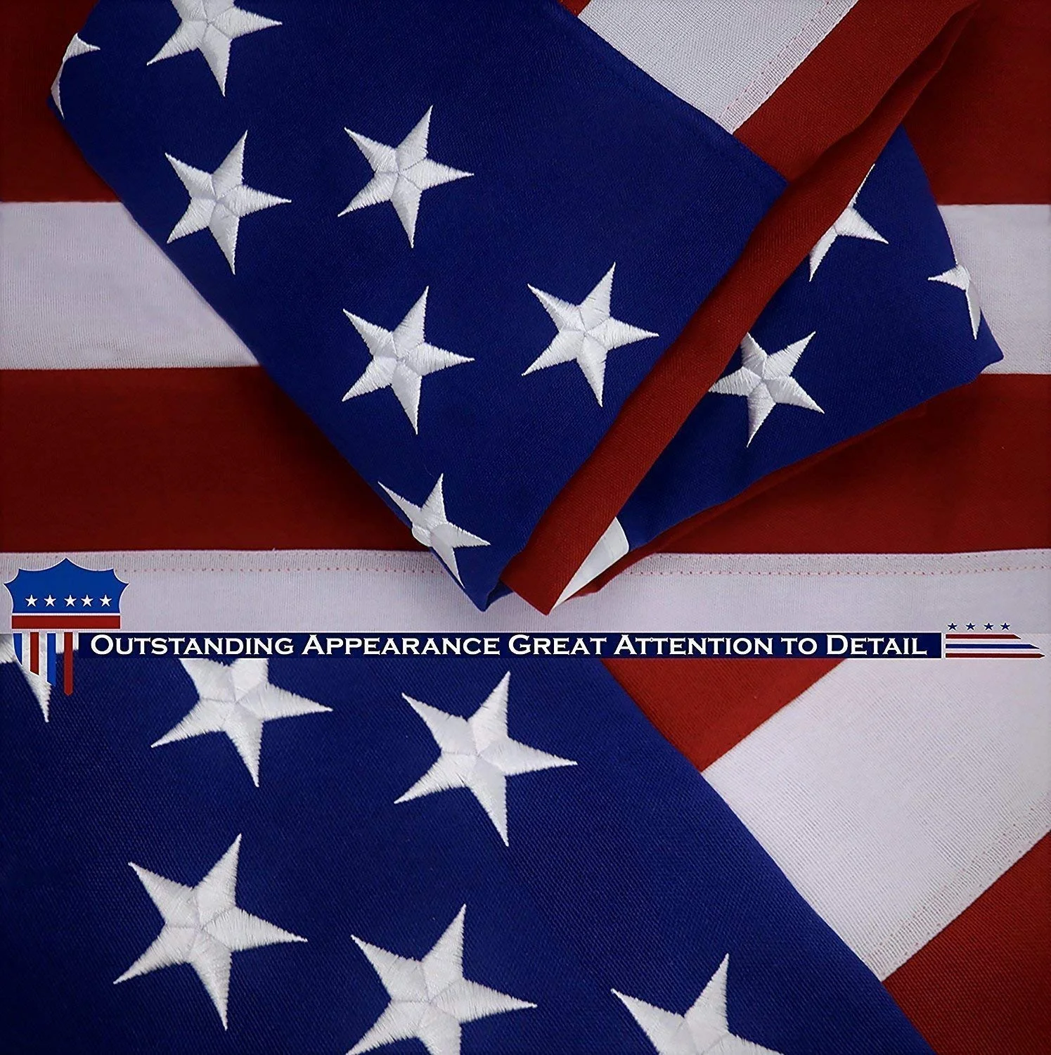 G128 American Flag 4x6 Ft Heavy Duty 220GSM Tough Spun Polyester Embroidered Stars Sewn Stripes Brass Grommets
