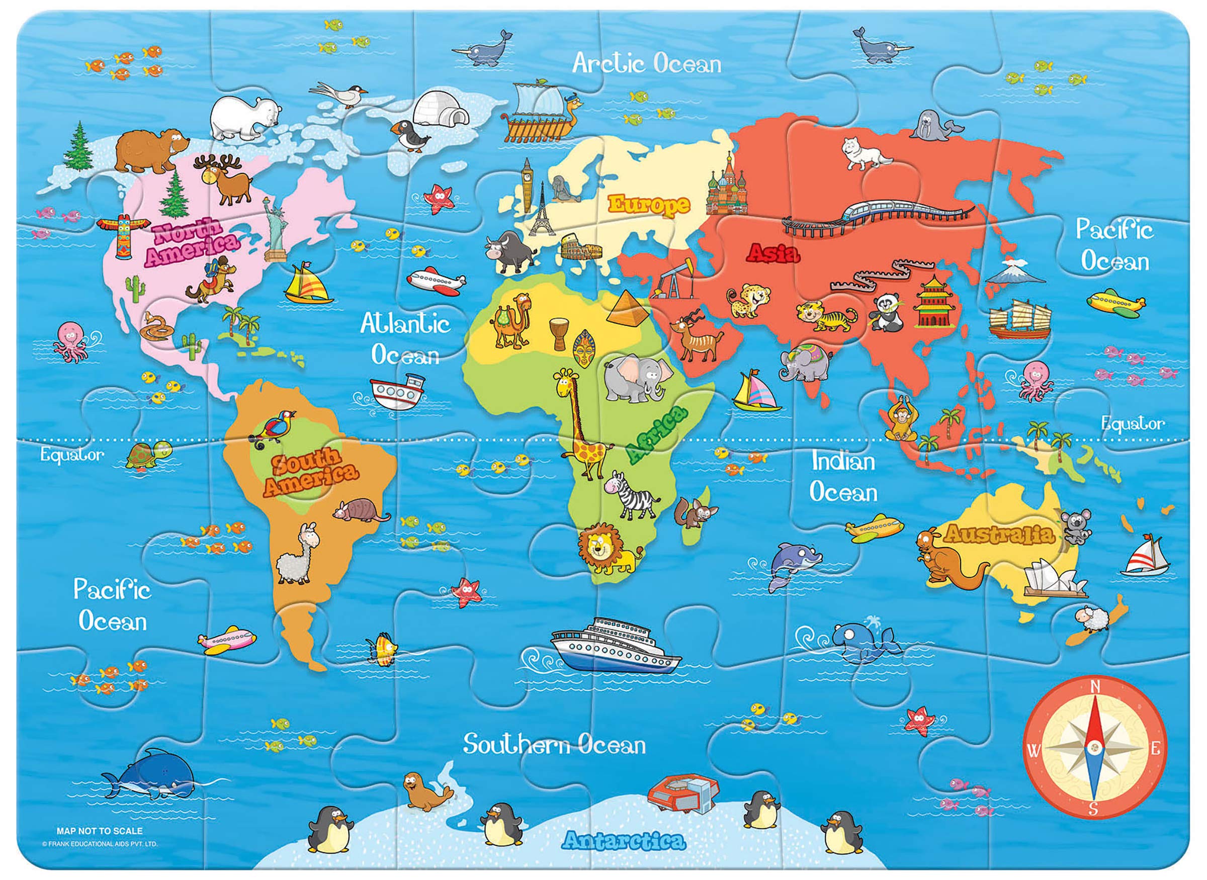 Frank My First World Map Puzzle 24 Pieces Early Learner Large Jigsaw Puzzle For Kids For Age 4 Years Old And Above - Fun Kids Puzzle - Educational Toys And Games