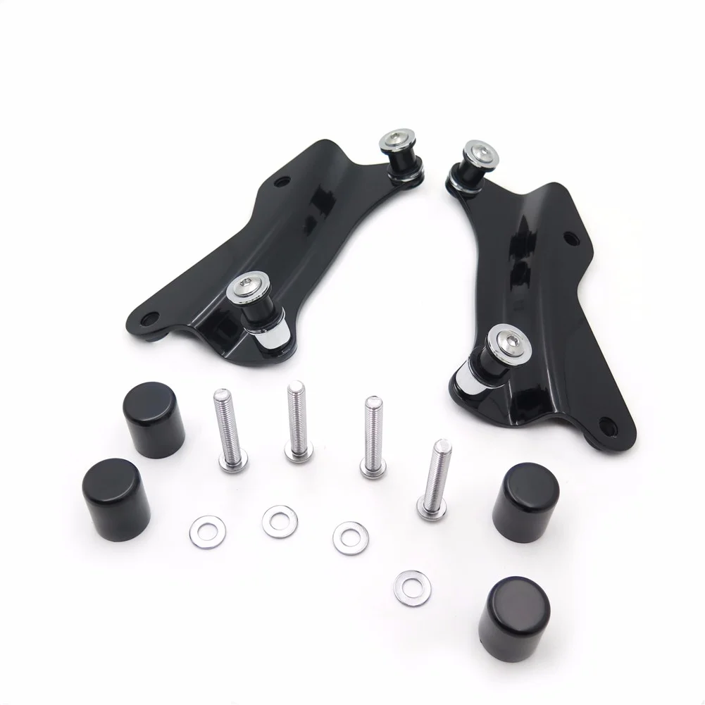 HTT Motorcycle 4-point Docking Hardware Kit w/ cover For Harley Touring 09-13 FLHR Gloss Black